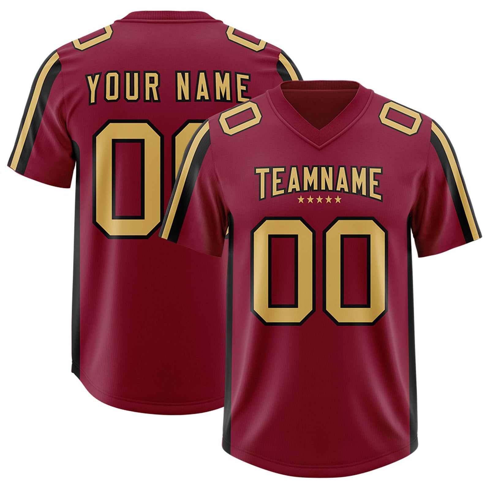 Custom Cardinal Black and White Side Stripe Pattern Authentic Football Jersey
