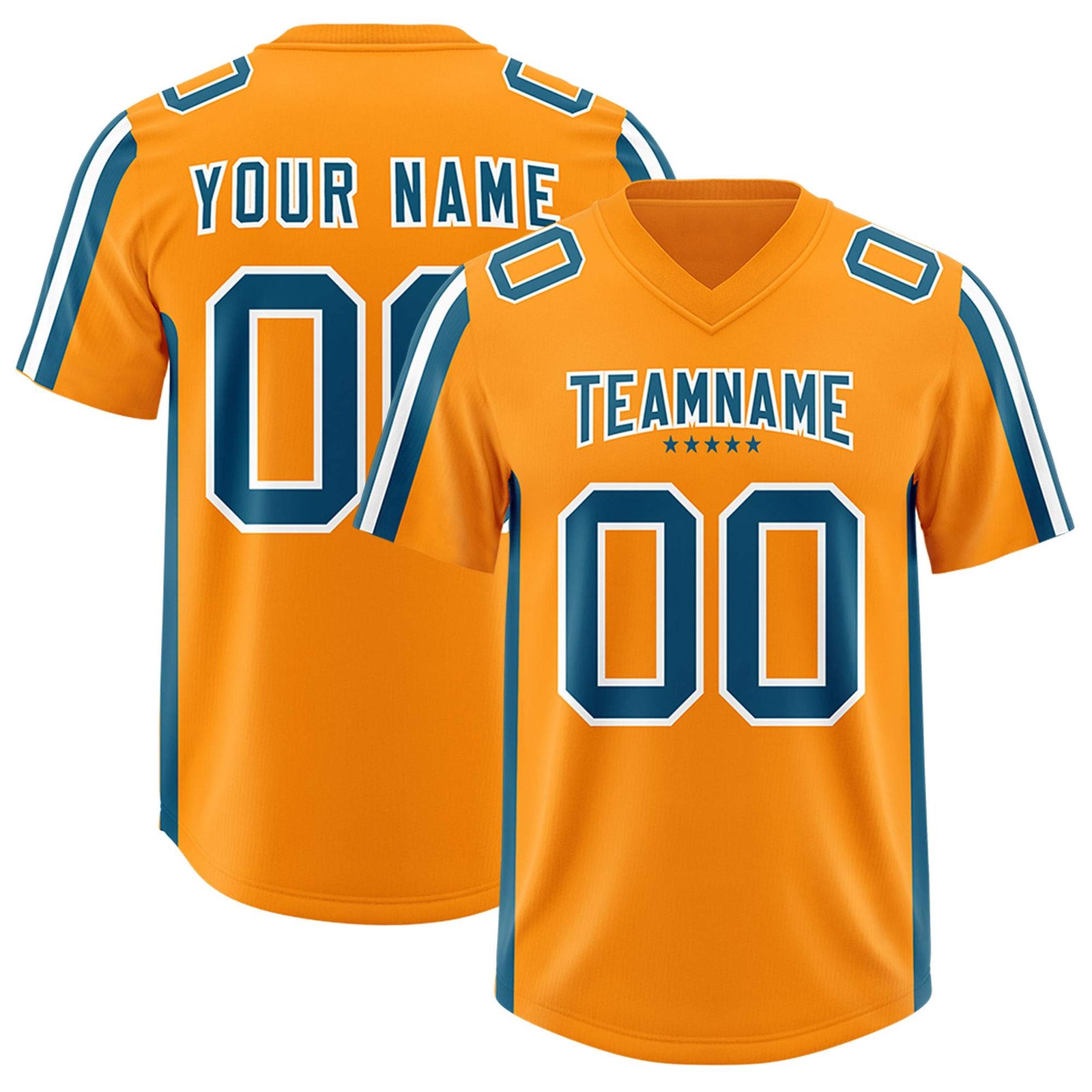 Custom Orange Panther Blue and White Side Stripe Pattern Authentic Football Jersey