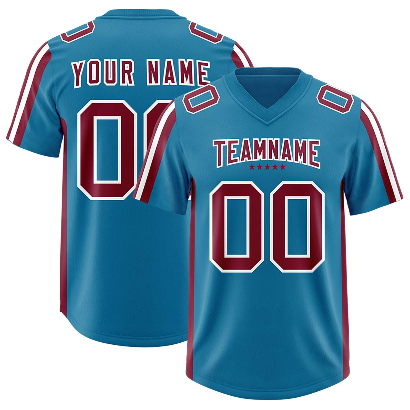 Custom Royal Cardinal and White Side Stripe Pattern Authentic Football Jersey