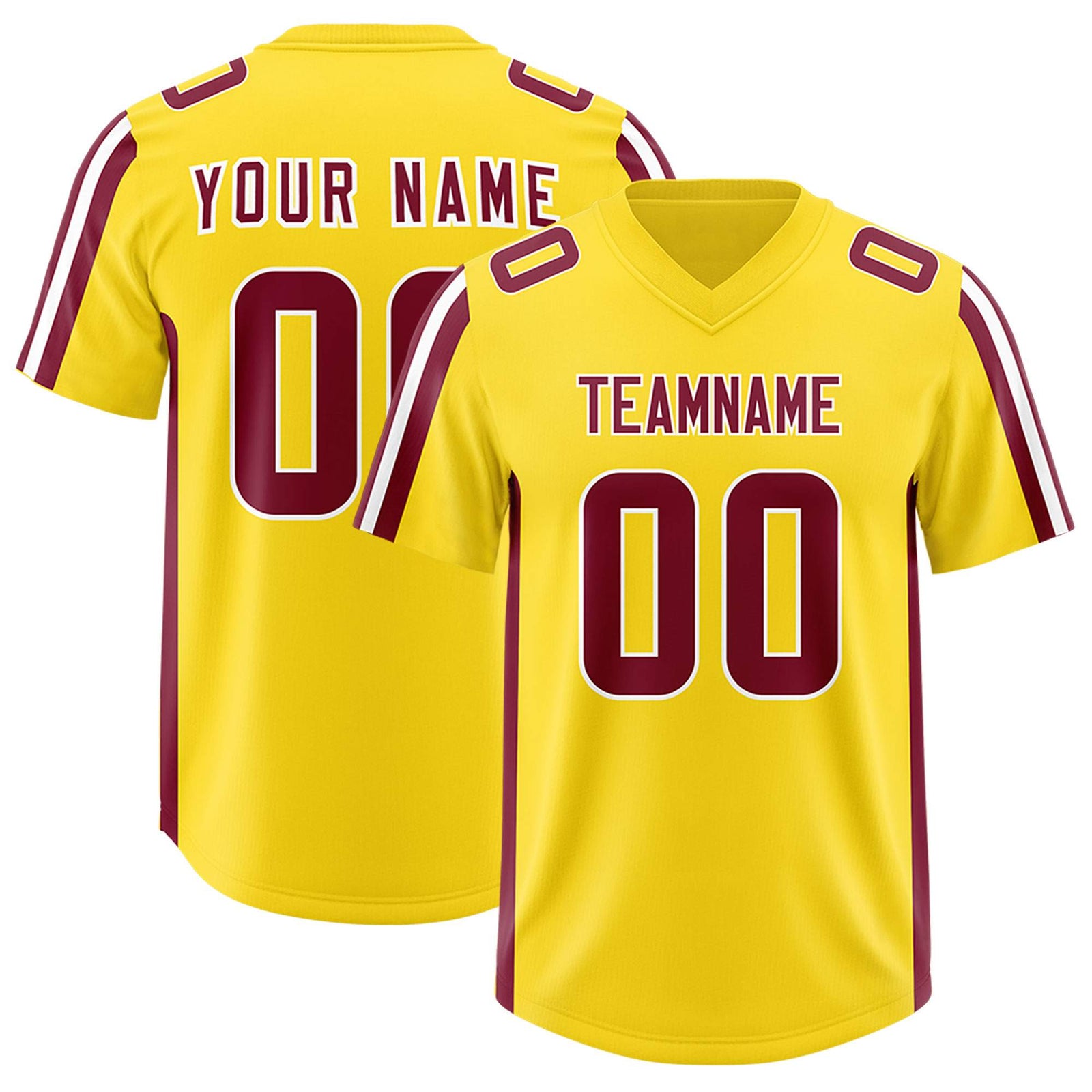 Custom Gold Cardinal and White Side Stripe Pattern Authentic Football Jersey
