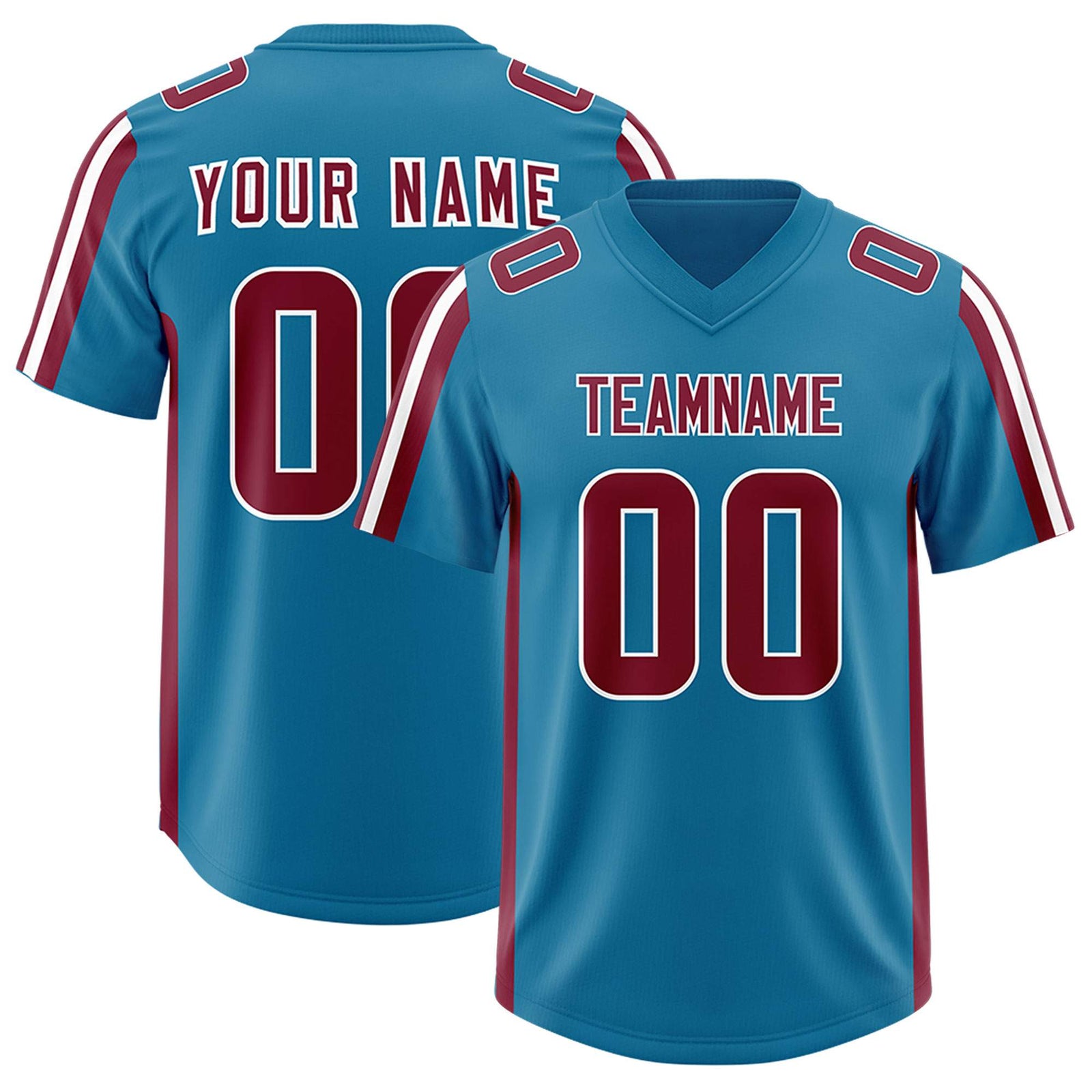 Custom Royal Cardinal and White Side Stripe Pattern Authentic Football Jersey