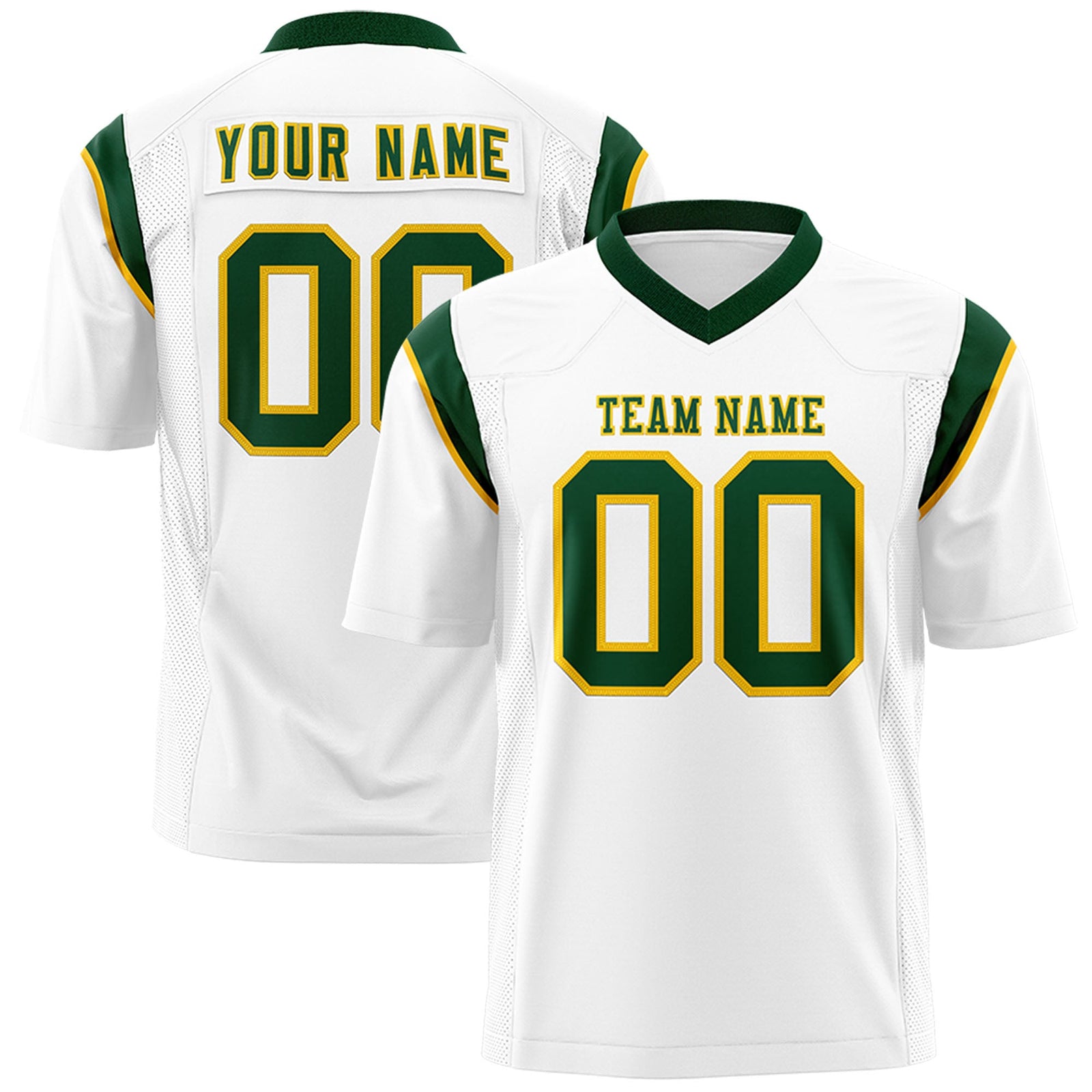 Custom Flag Football Jersey | White Green Color Block For Youth & Men | Add Name, Number & Logo | KXKSHOP