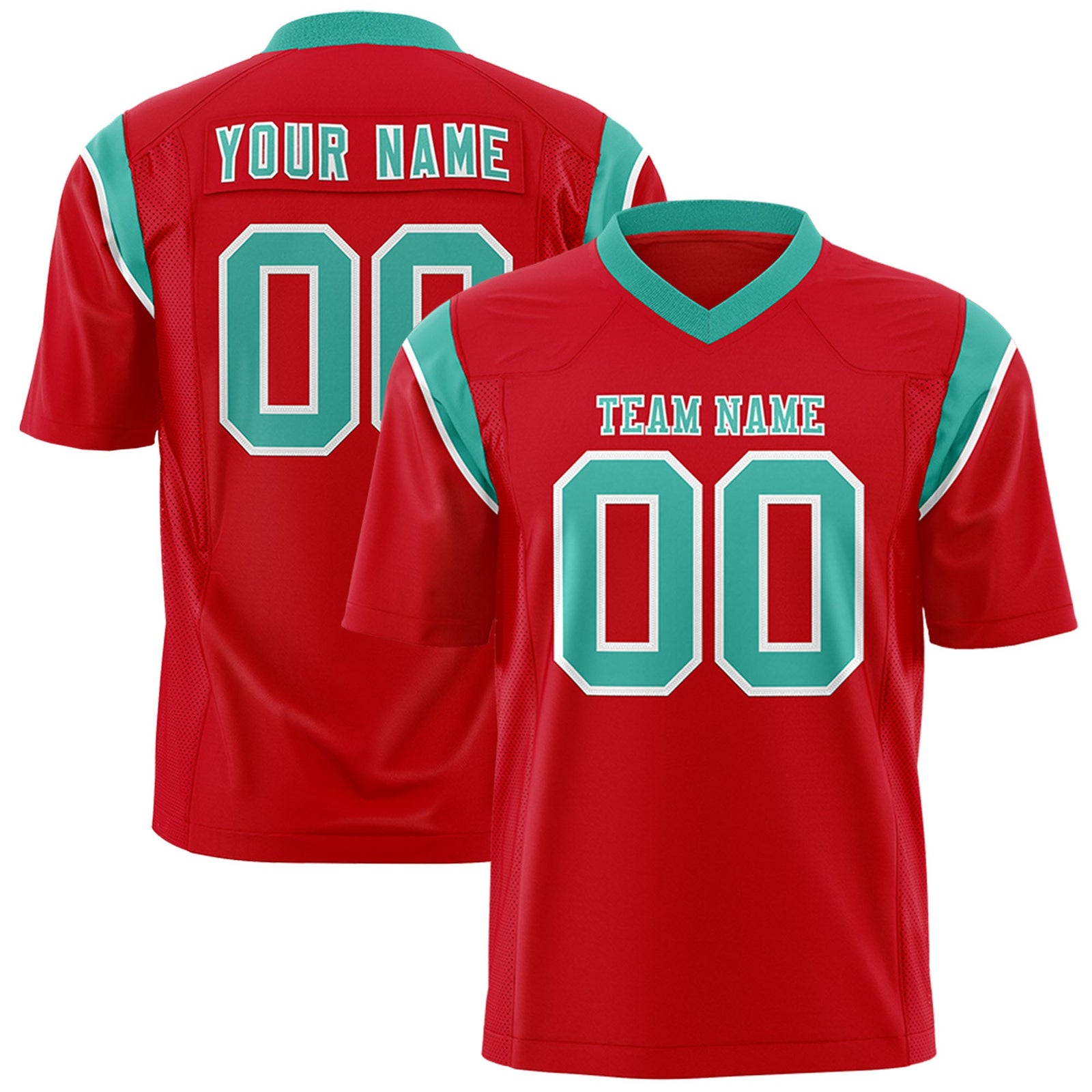 Custom Flag Football Jersey | Red Bright Green Color Block For Youth & Men | Add Name, Number & Logo | KXKSHOP