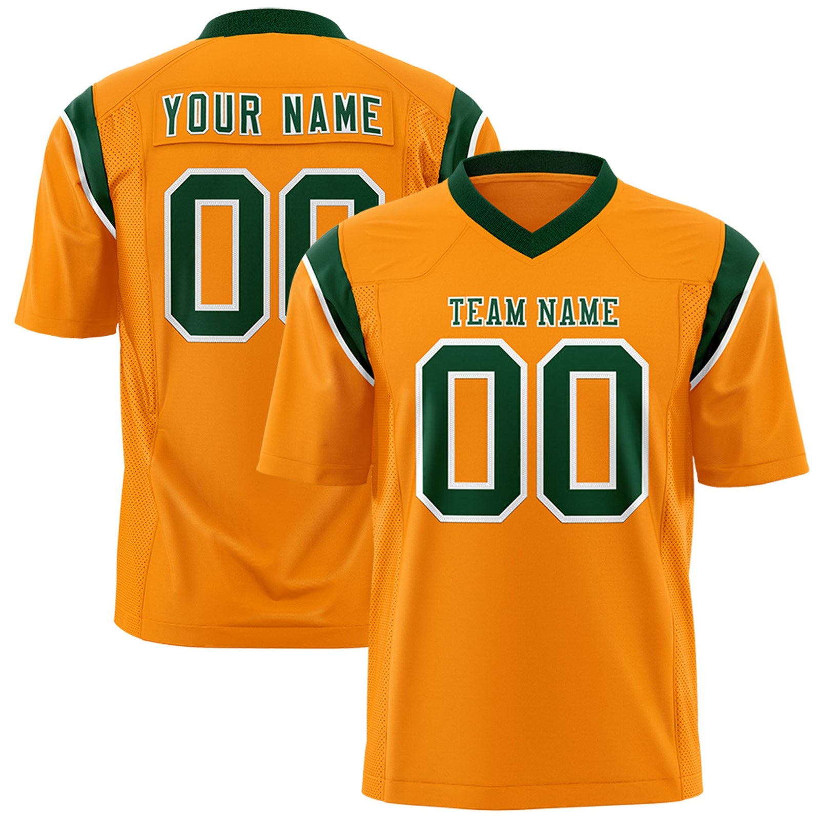 Custom Flag Football Jersey | Gold Orange Green Color Block For Youth & Men | Add Name, Number & Logo | KXKSHOP