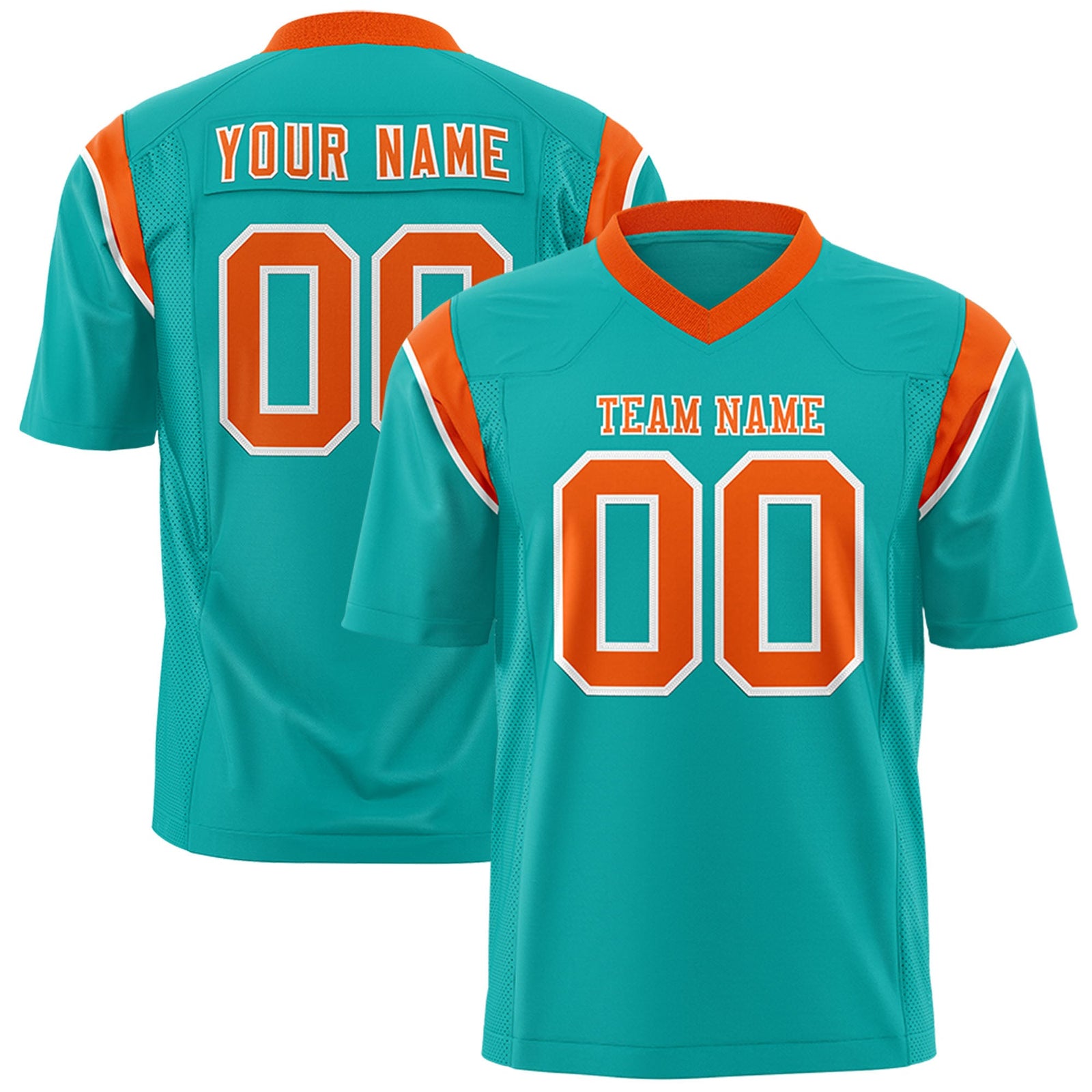 Custom Flag Football Jersey | Aqua Orange Color Block For Youth & Men | Add Name, Number & Logo | KXKSHOP