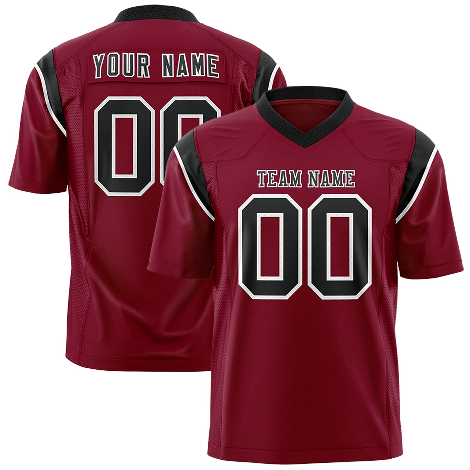 Custom Flag Football Jersey | Cardinal Black Color Block For Youth & Men | Add Name, Number & Logo | KXKSHOP
