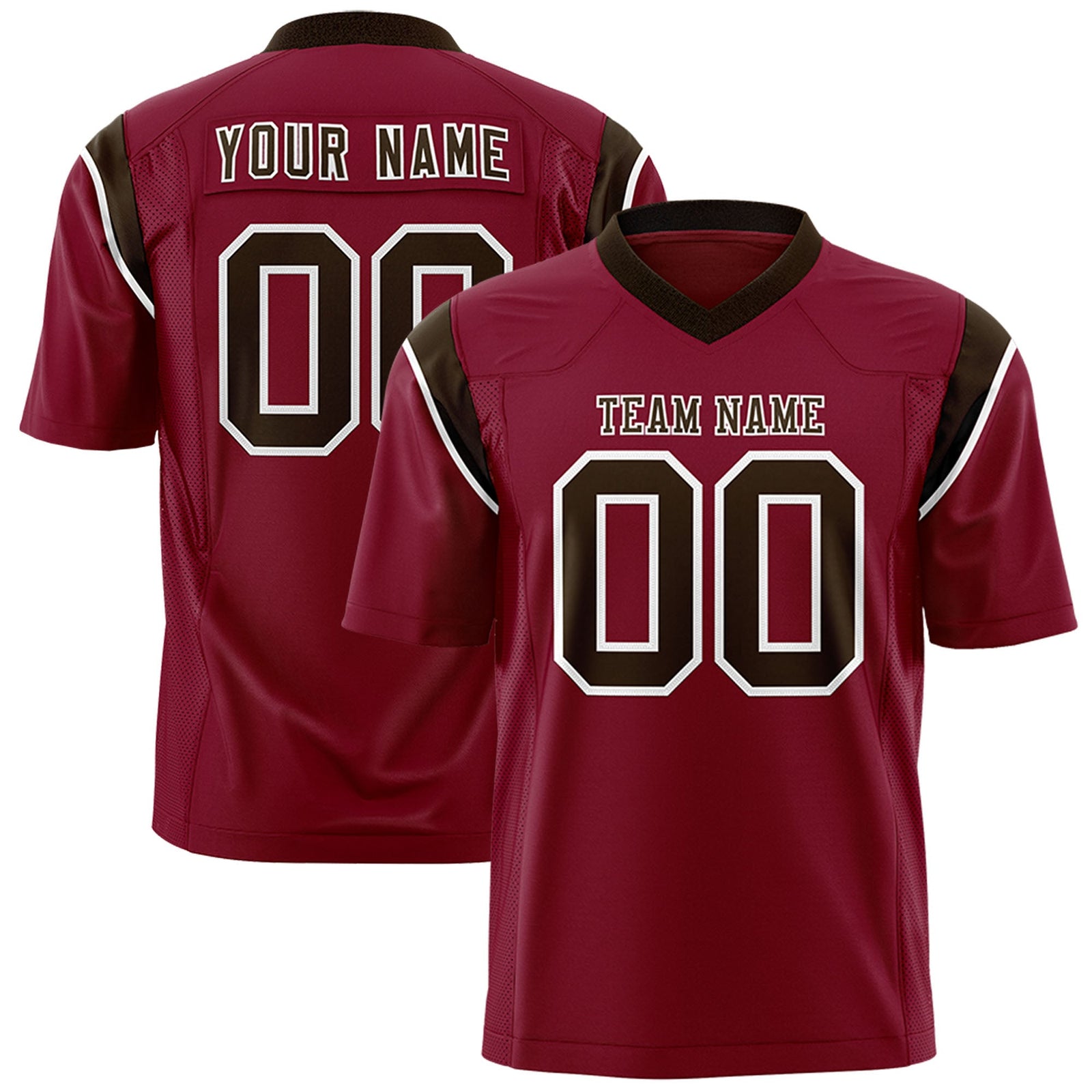 Custom Flag Football Jersey | Cardinal Brown Color Block For Youth & Men | Add Name, Number & Logo | KXKSHOP