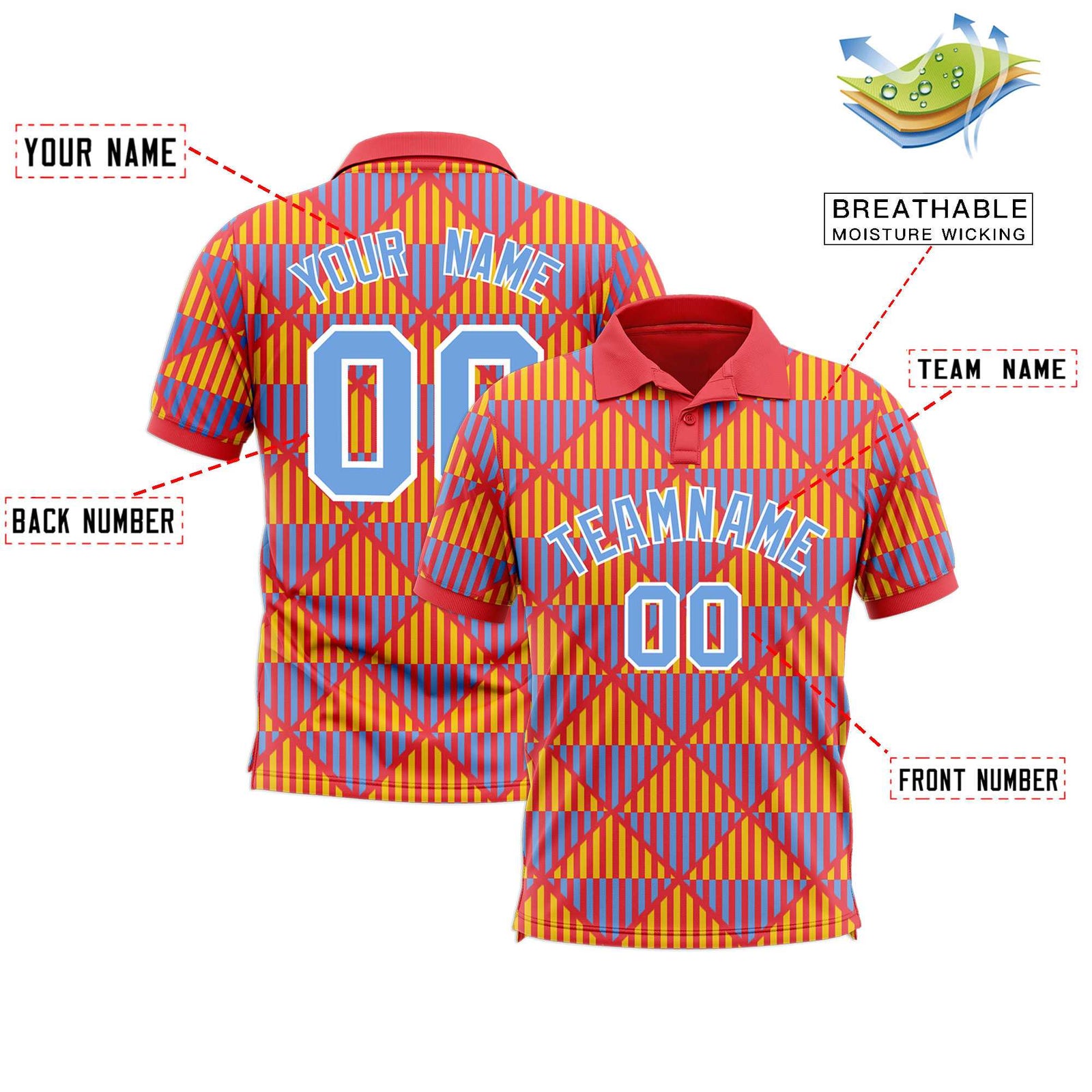 Custom Light Red Lingge Sunshine Polo Shirts