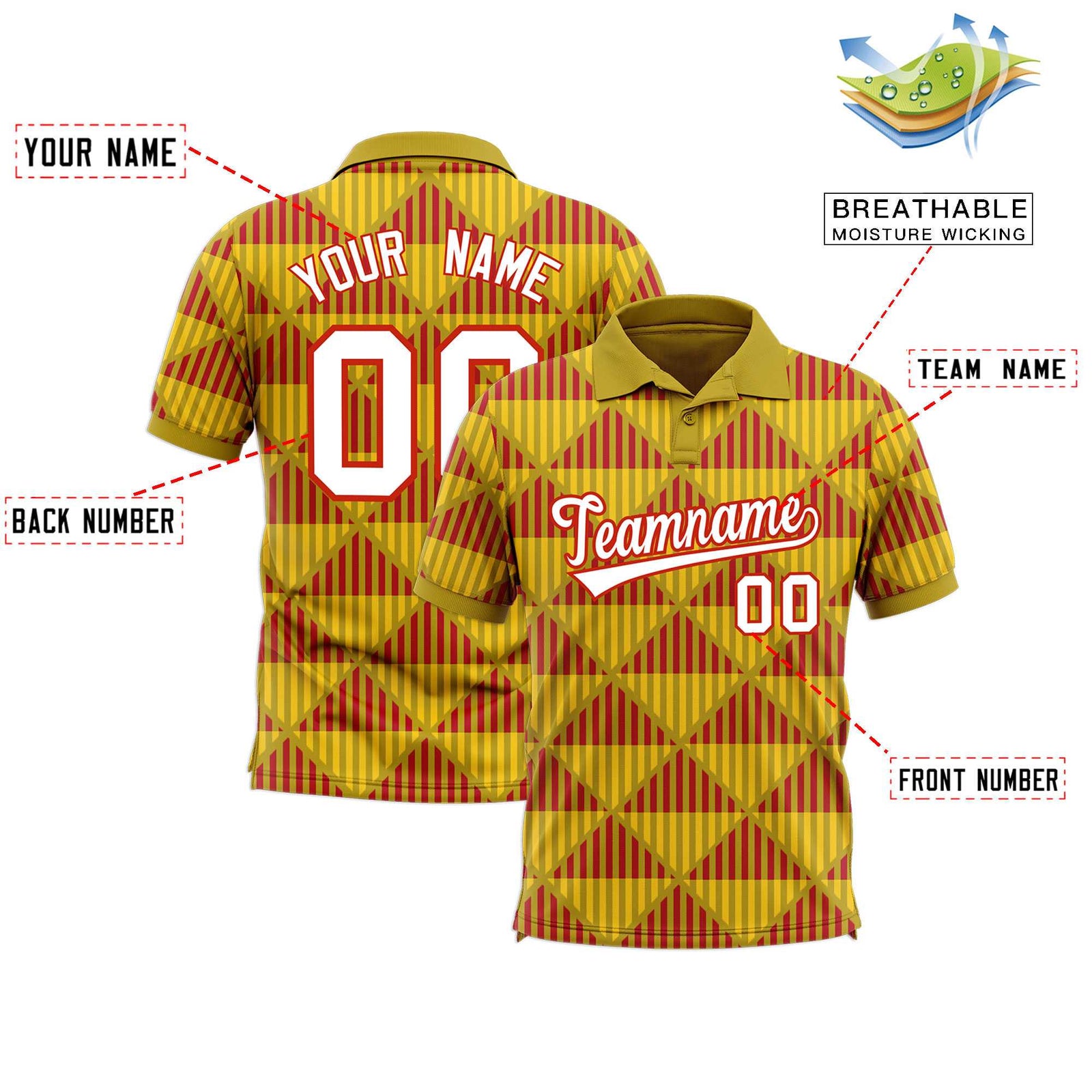 Custom Old Gold Lingge Sunshine Polo Shirts