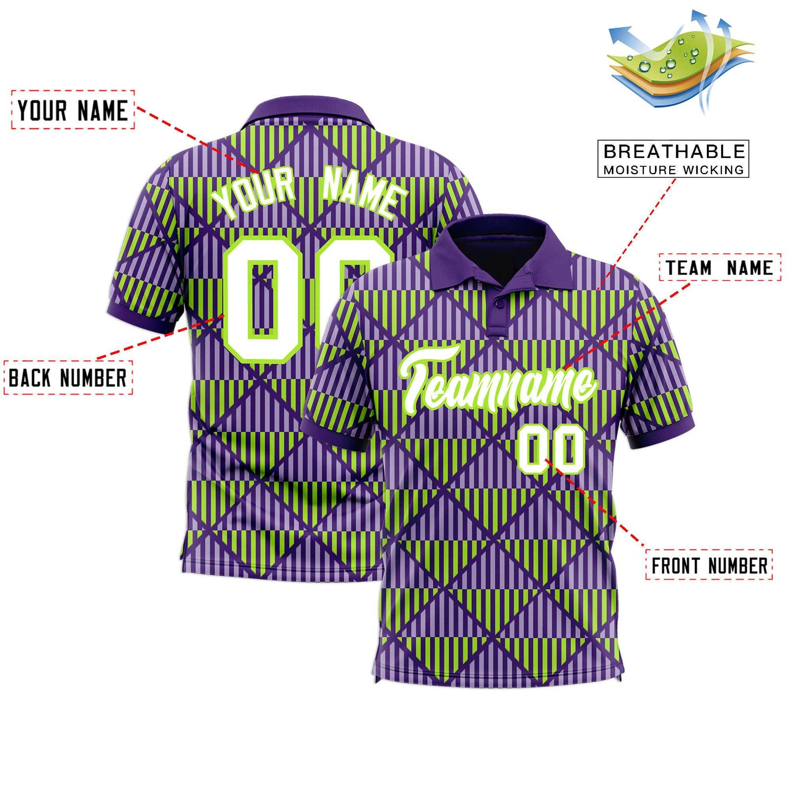 Custom Purple Lingge Sunshine Polo Shirts