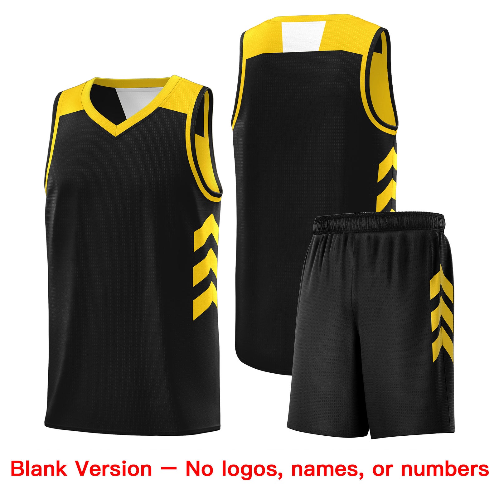 Custom Black Yellow Double Side Sets Men Basketball Jersey
