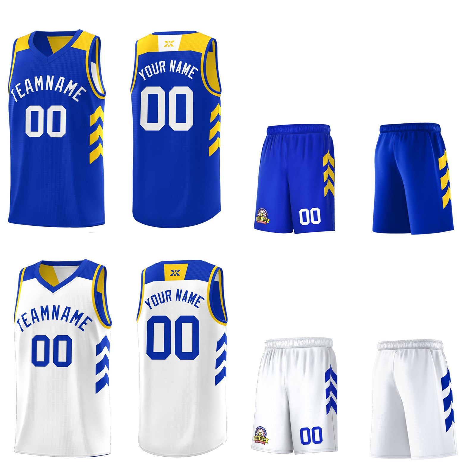 Custom Royal White Reversible Double Side Tops Basketball Jersey