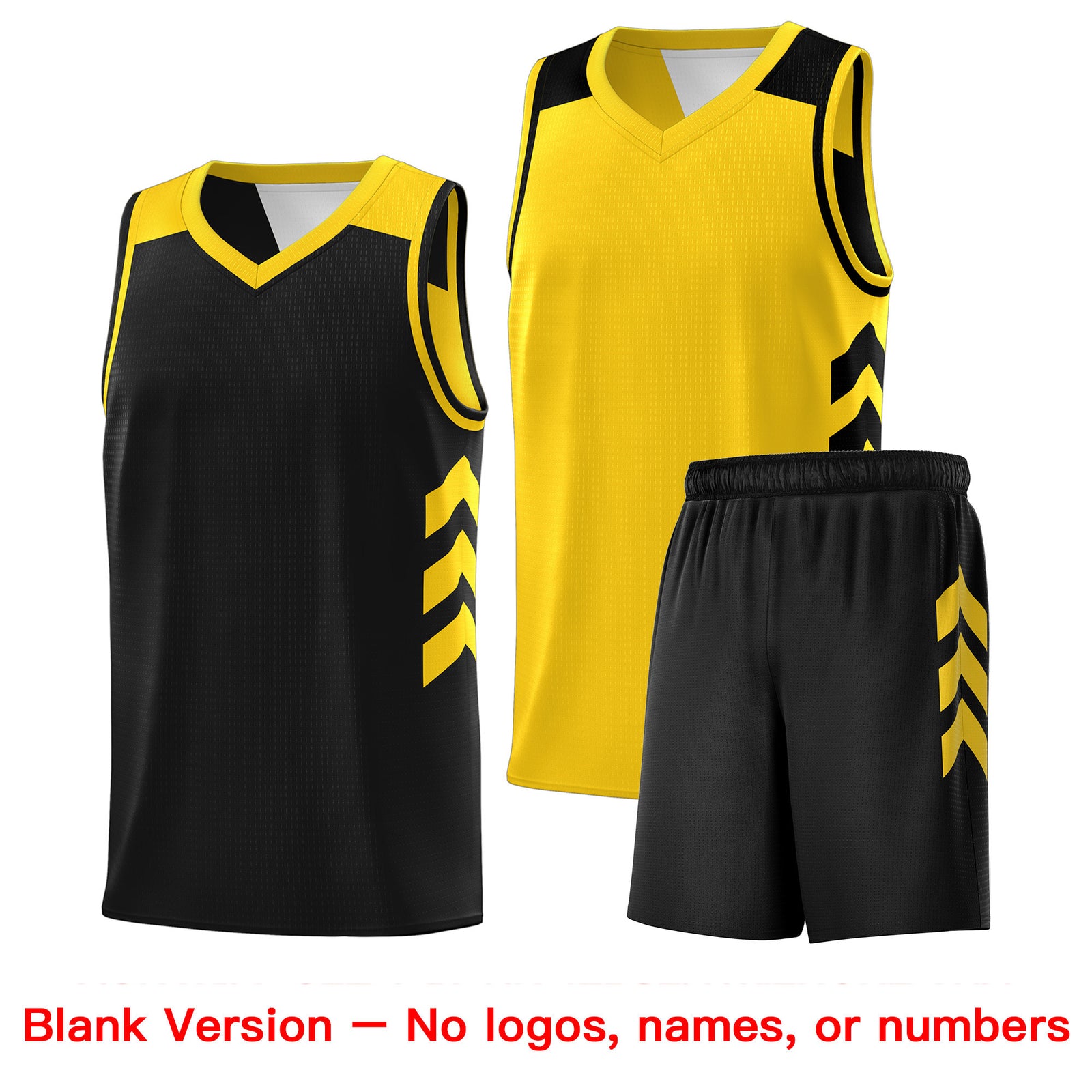 Custom Black Yellow Double Side Sets Design Sportswear Basketball Jersey
