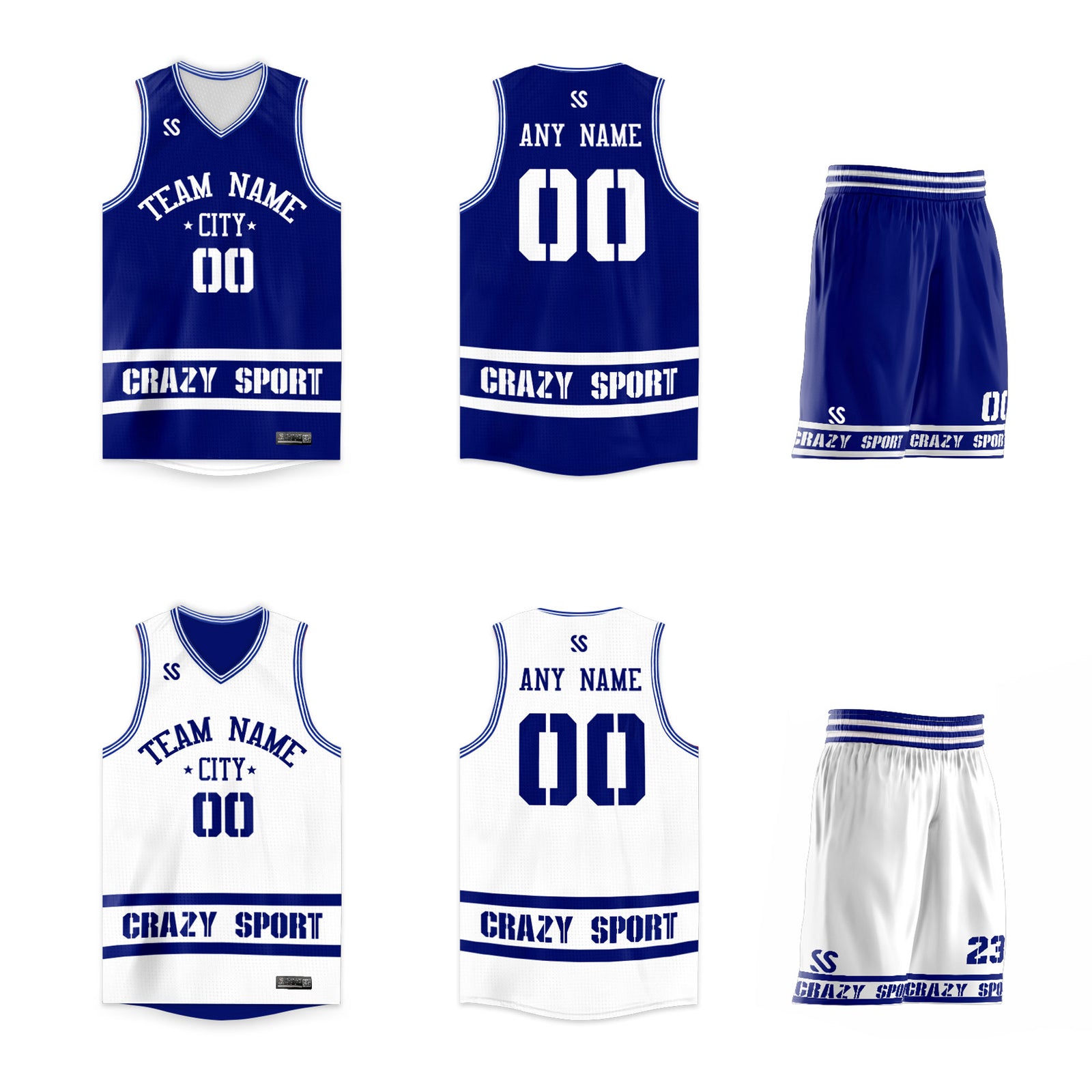 Custom Blue White Double Side Sets Sportswear Basketball Jersey