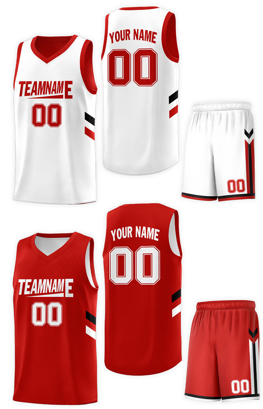 Custom White Red Double Side Sets Design Sportswear Basketball Jersey