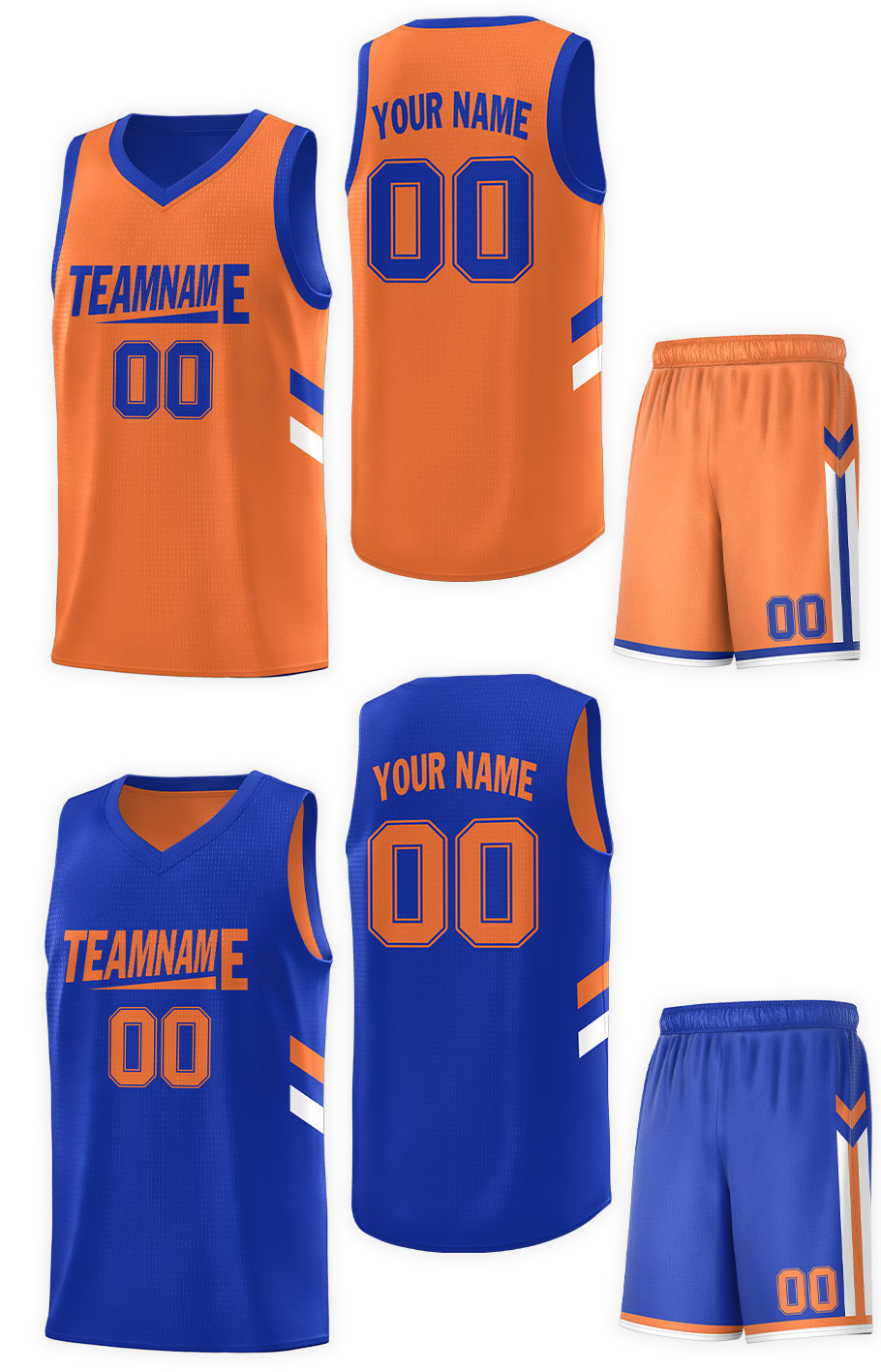 Custom Royal Orange Double Side Sets Design Sportswear Basketball Jersey