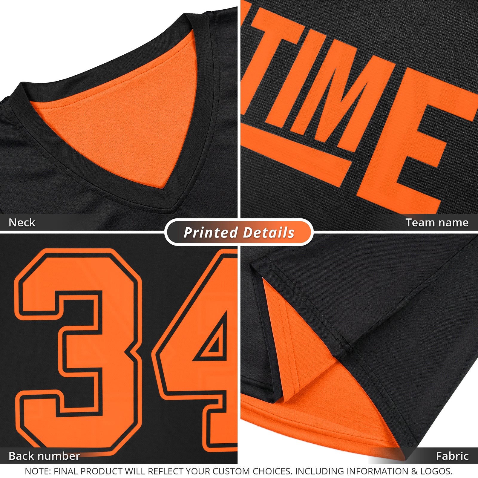 Custom Black Orange Double Side Tops Athletic Basketball Jersey