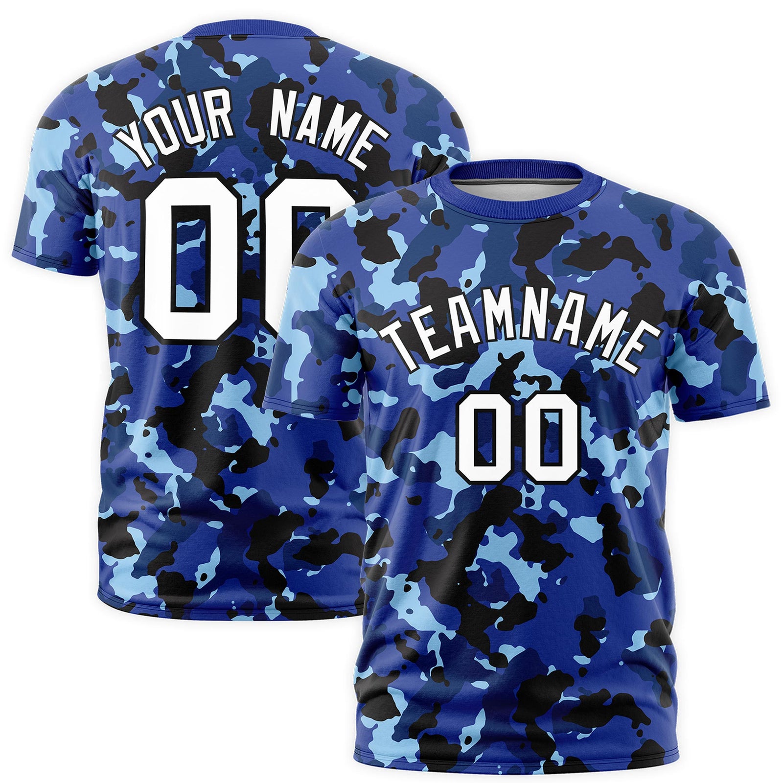 Custom Camo T-shirts Navy White Jungle Camouflage Training Shirts