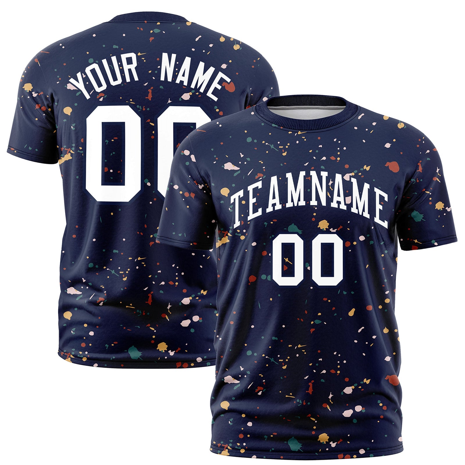 Custom Navy White Spray Painting Graffiti Pattern Personalization T-shirt| KXKSHOP