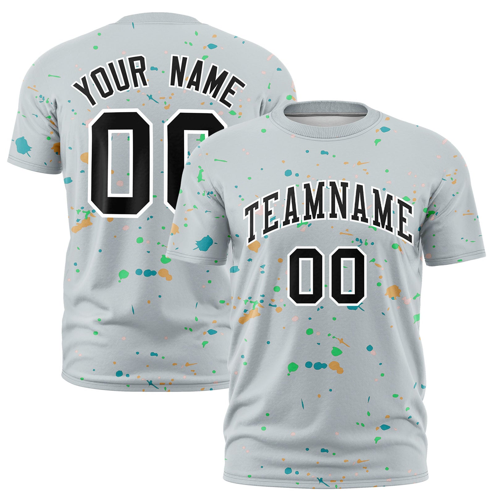 Custom Silver Black White Spray Painting Graffiti Pattern Personalization T-shirt| KXKSHOP