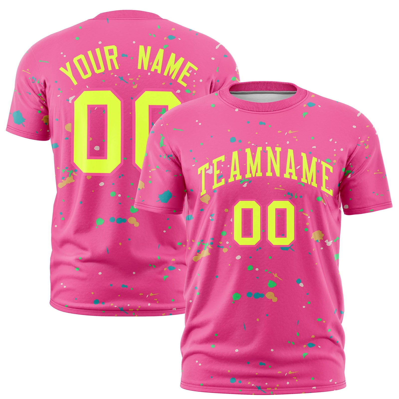 Custom Pink Fluorescent Green Spray Painting Graffiti Pattern Personalization T-shirt| KXKSHOP