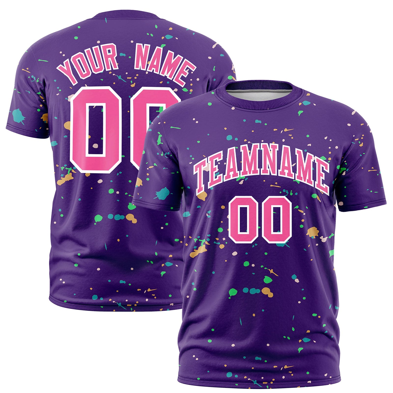 Custom Purple Pink White Spray Painting Graffiti Pattern Personalization T-shirt| KXKSHOP