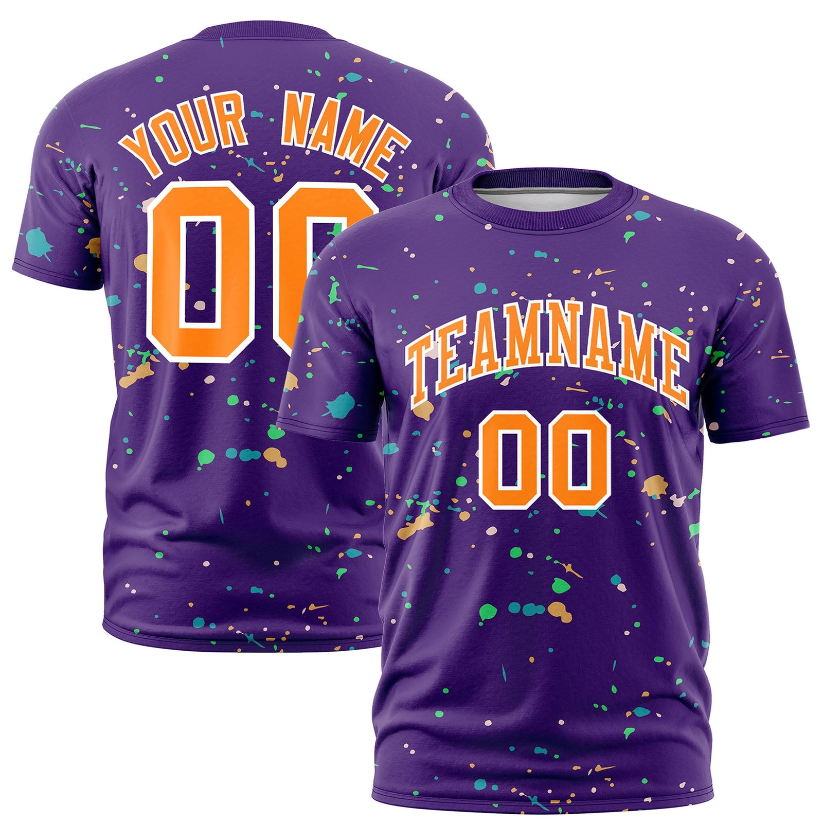 Custom Purple Orange White Spray Painting Graffiti Pattern Personalization T-shirt| KXKSHOP