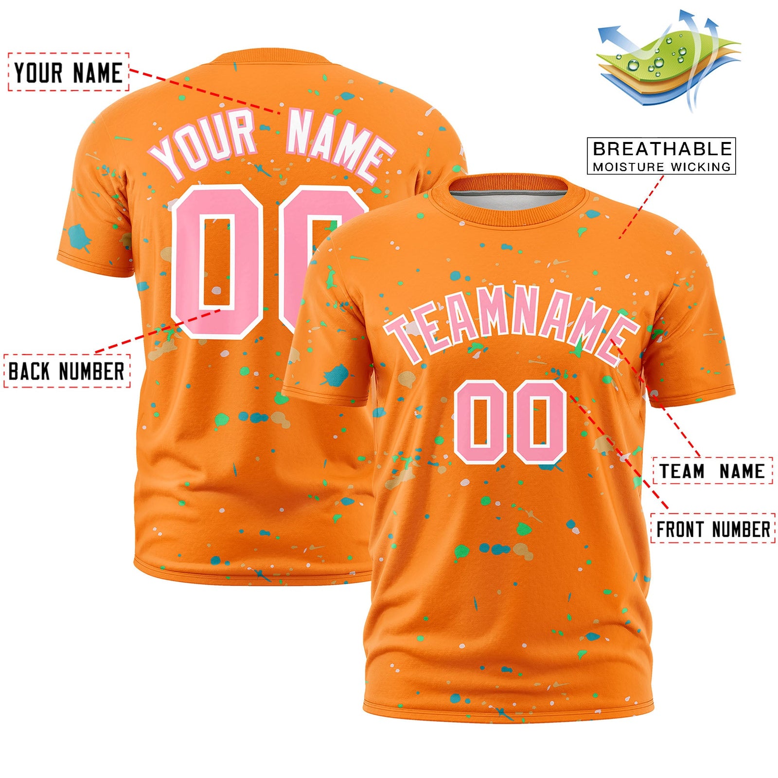 Custom Orange Light Pink White Spray Painting Graffiti Pattern Personalization T-shirt| KXKSHOP