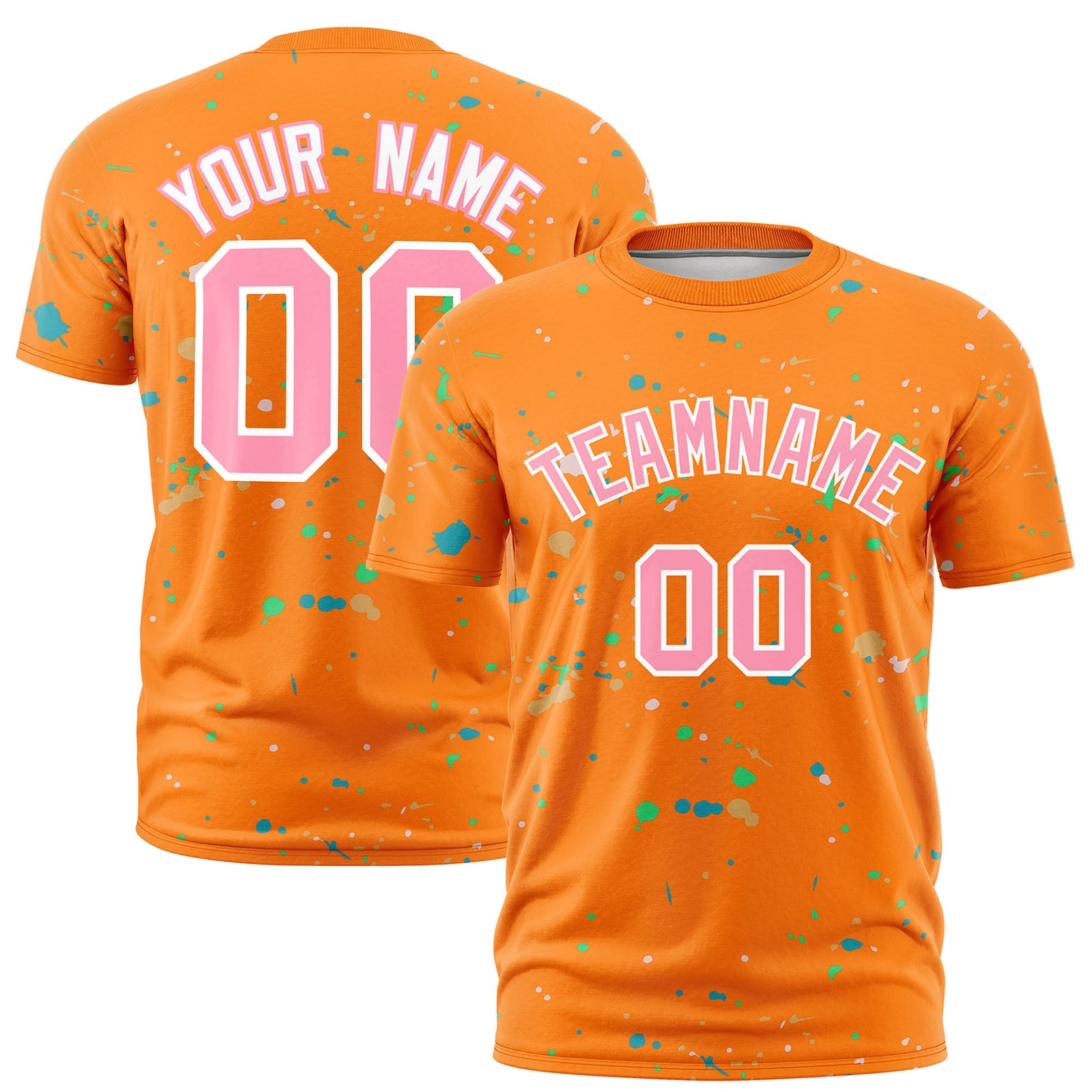Custom Orange Light Pink White Spray Painting Graffiti Pattern Personalization T-shirt| KXKSHOP
