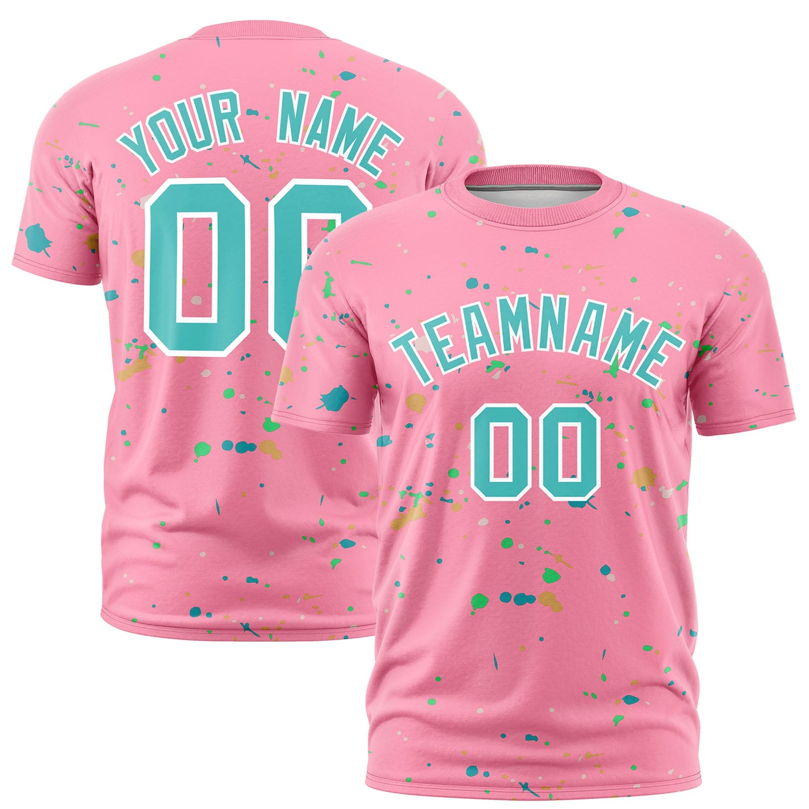 Custom Light Pink Teal White Spray Painting Graffiti Pattern Personalization T-shirt| KXKSHOP