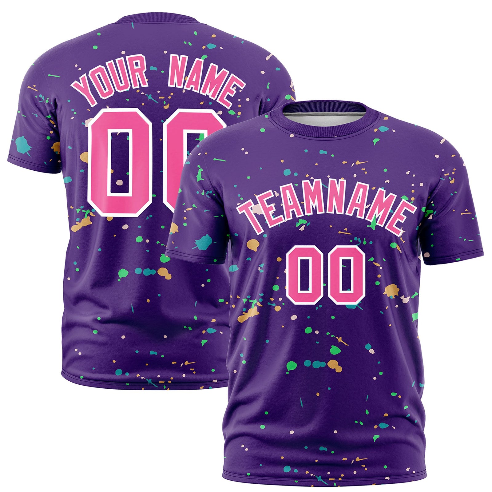 Custom Purple Pink White Spray Painting Graffiti Pattern Personalization T-shirt| KXKSHOP