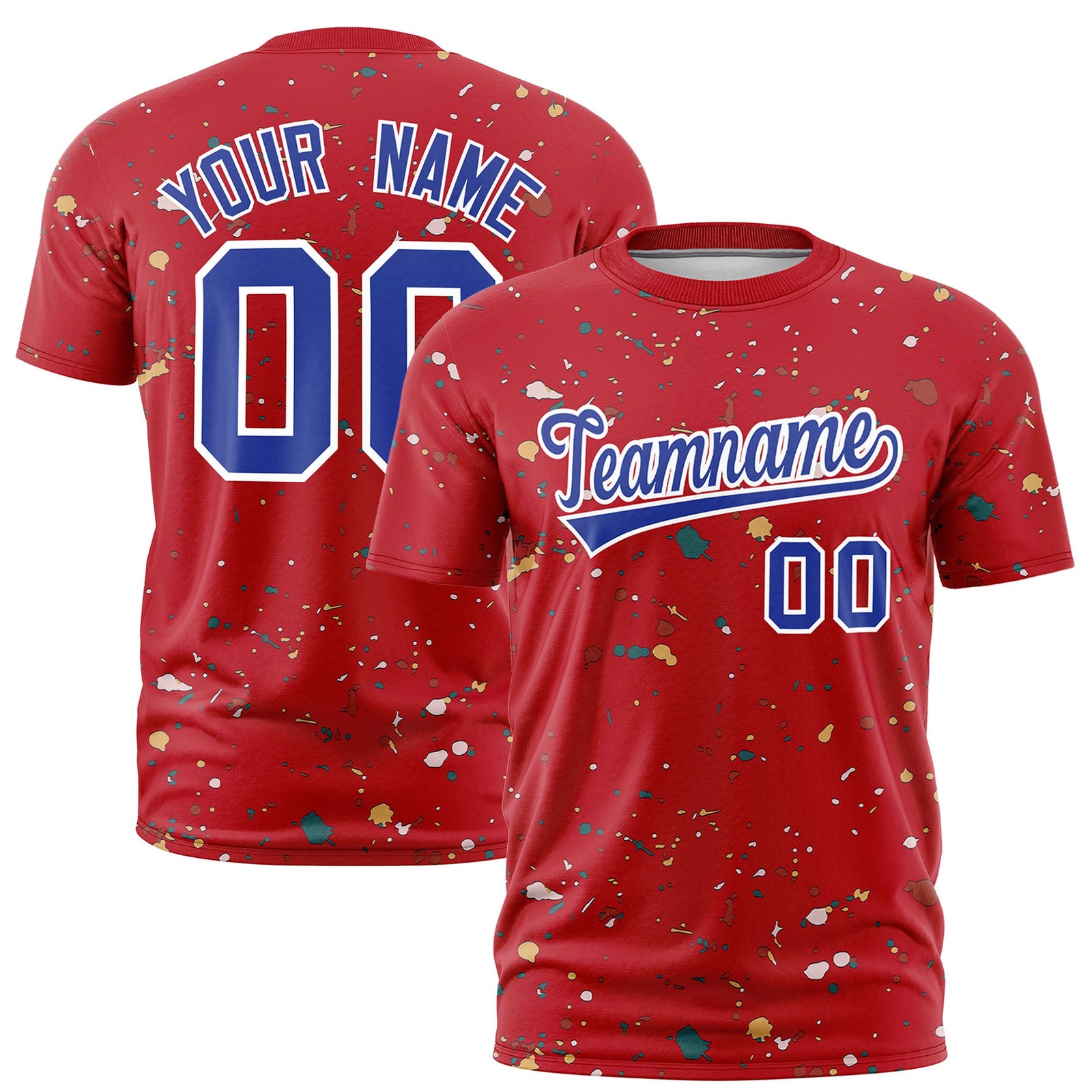 Custom Red Royal Blue White Spray Painting Graffiti Pattern Personalization T-shirt| KXKSHOP