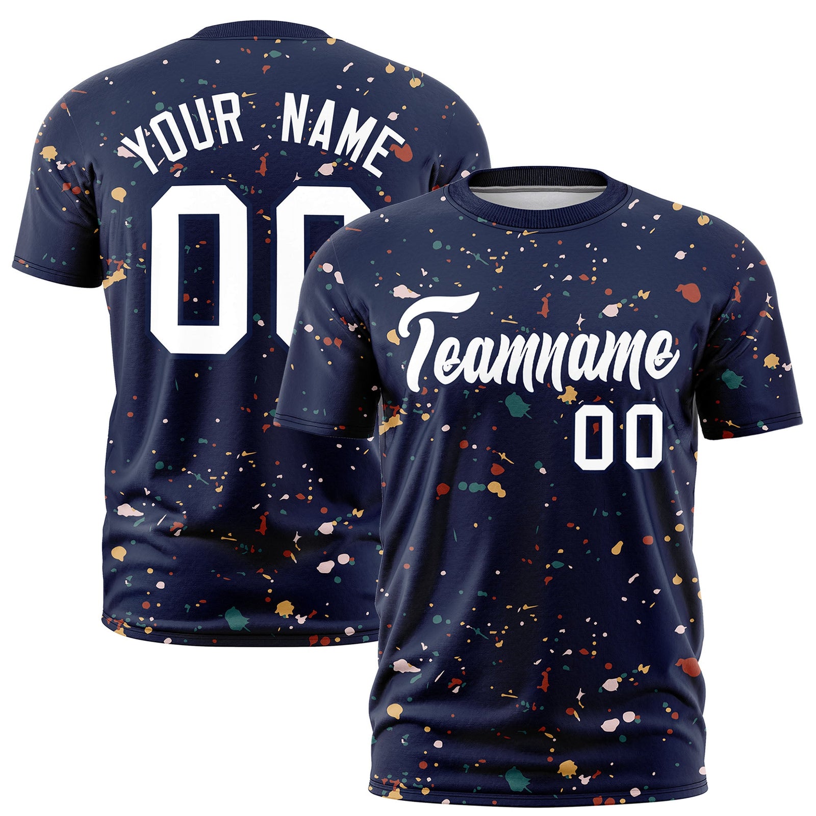 Custom Navy White Spray Painting Graffiti Pattern Personalization T-shirt| KXKSHOP