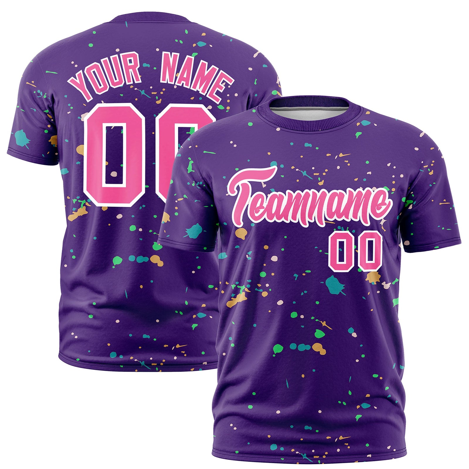 Custom Purple Pink White Spray Painting Graffiti Pattern Personalization T-shirt| KXKSHOP