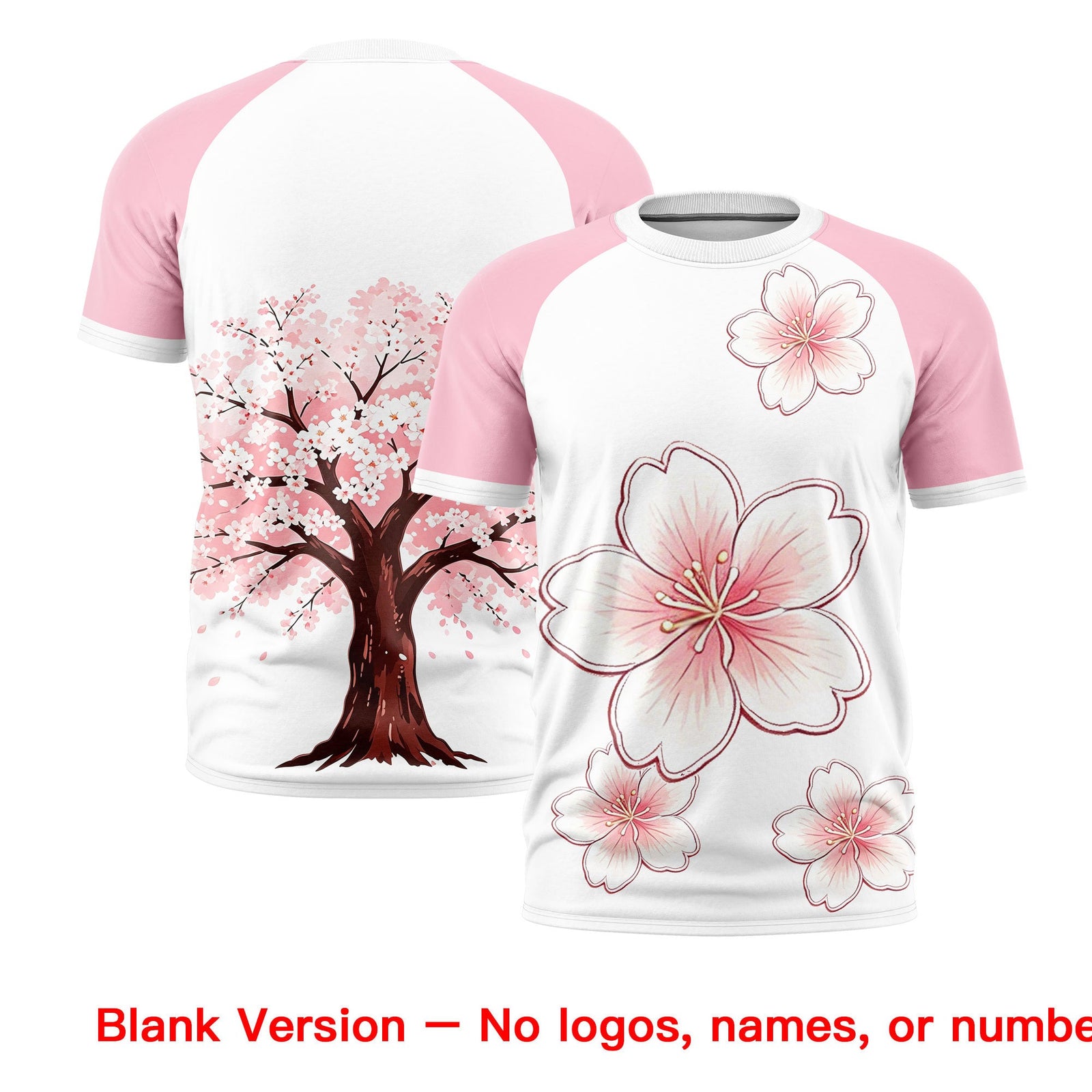Custom White Light Pink Light Brown Cherry Blossoms Personalization Stretch Fabric T-shirt| KXKSHOP