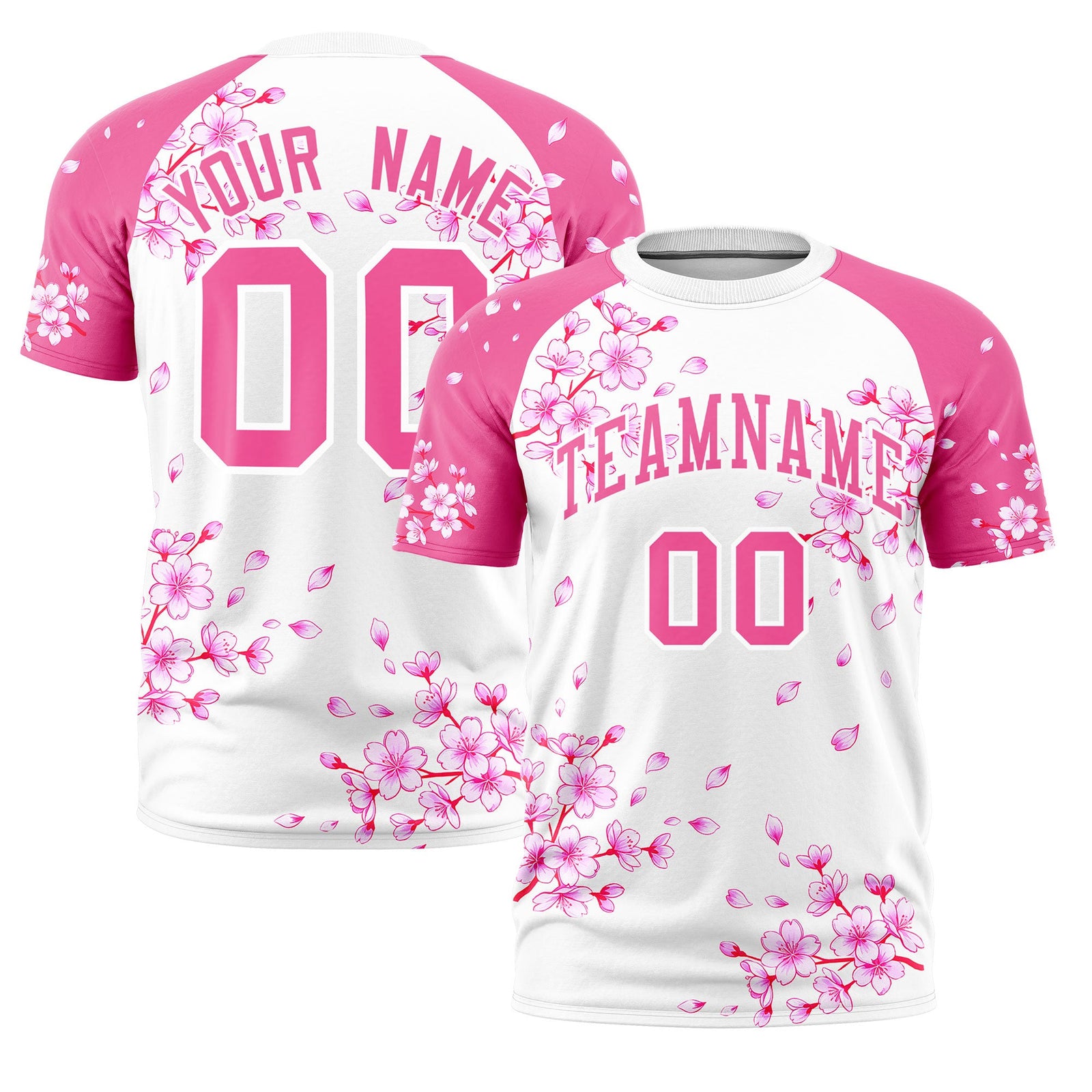 Custom White Pink Cherry Blossoms Personalization Moisture-Wicking T-shirt| KXKSHOP