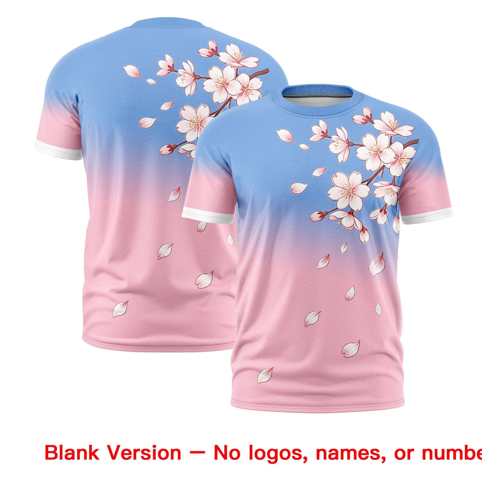 Custom Light Blue Light Pink Pink Cherry Blossoms Personalization Moisture-Wicking T-shirt| KXKSHOP