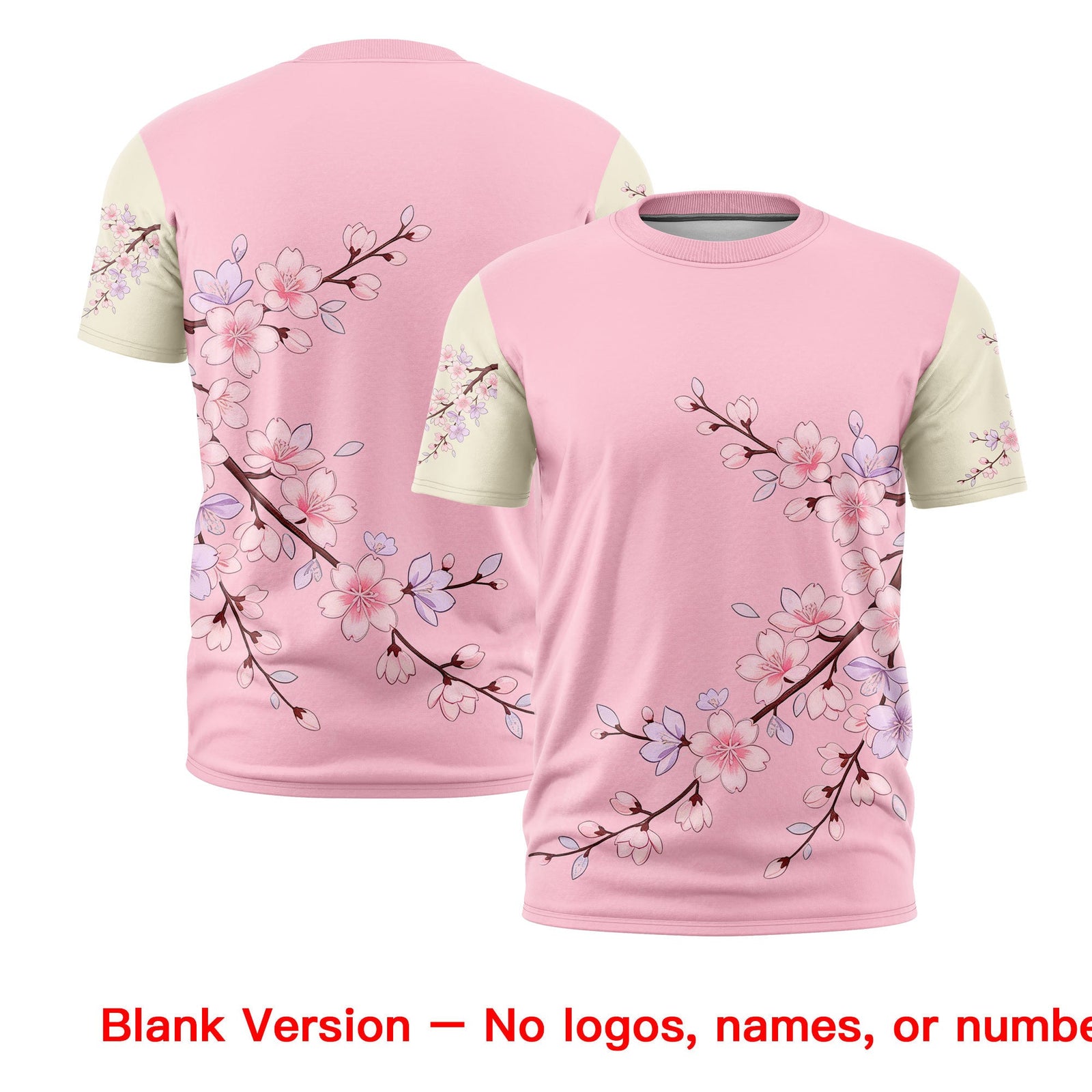 Custom Light Pink Light Khaki Black Cherry Blossoms Personalization Stretch Fabric T-shirt| KXKSHOP