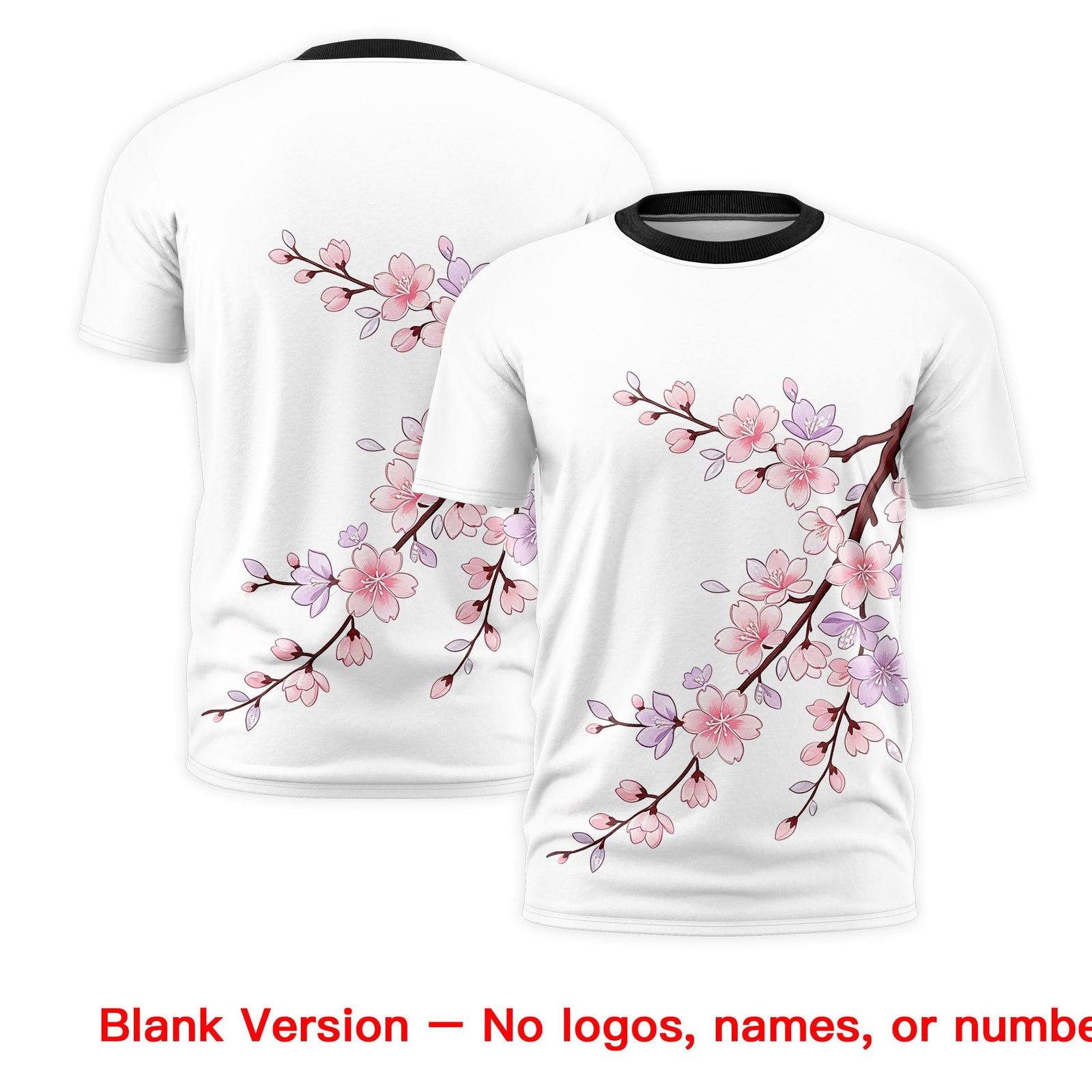 Custom White Black Cherry Blossoms Personalization Moisture-Wicking T-shirt| KXKSHOP