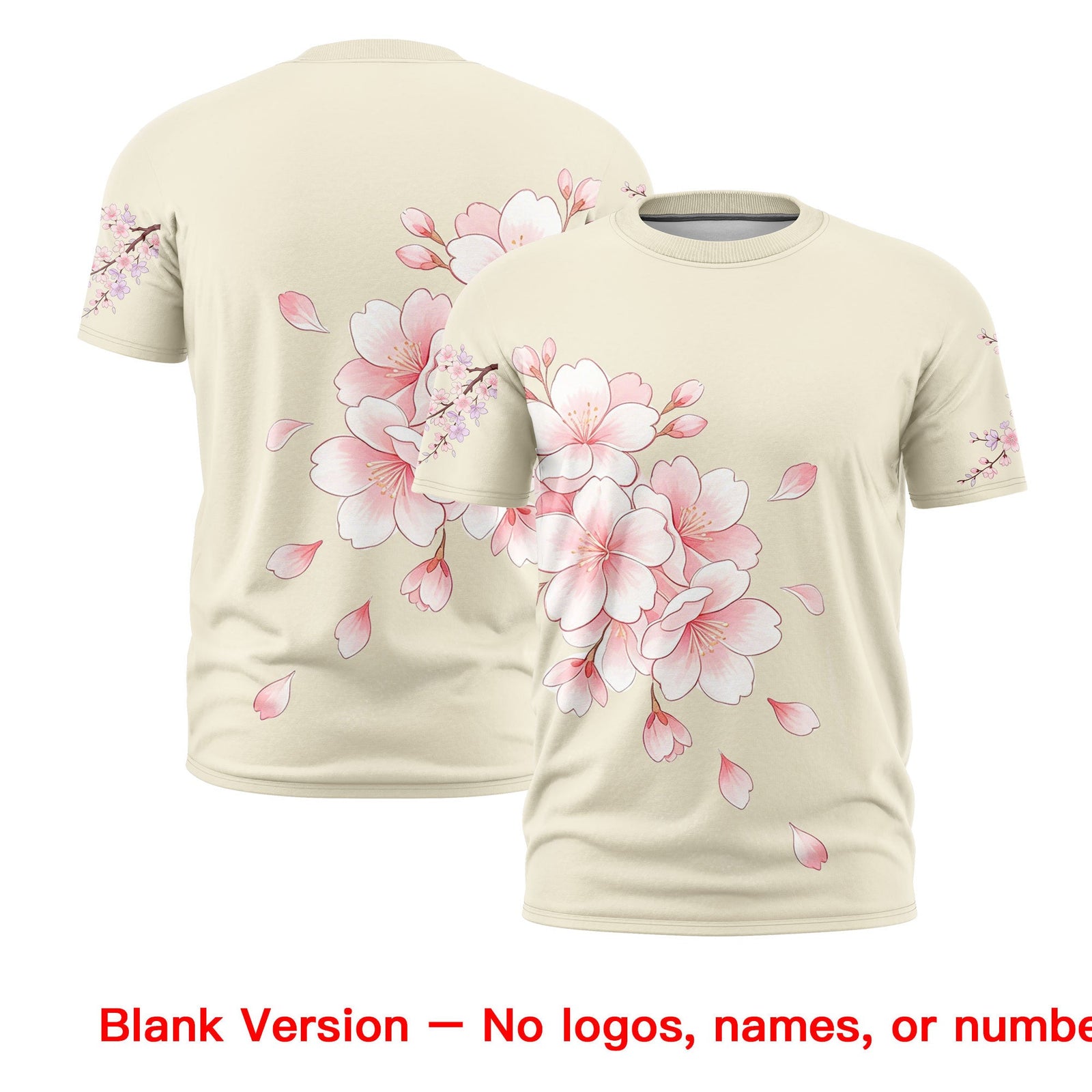 Custom Light Khaki Light Pink Pink Cherry Blossoms Personalization Moisture-Wicking T-shirt| KXKSHOP