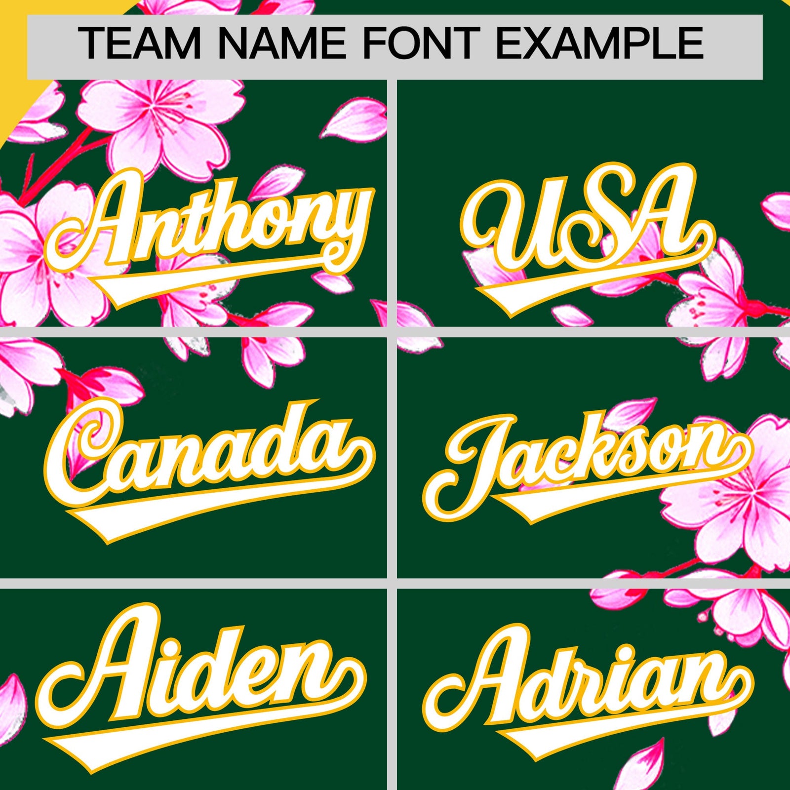 Custom Dark Green Gold White Cherry Blossoms Personalization Stretch Fabric T-shirt| KXKSHOP