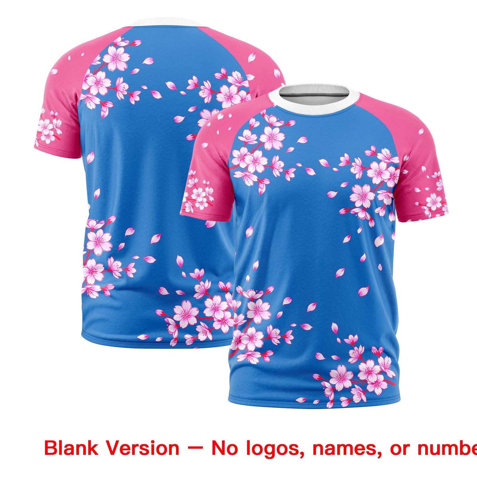 Custom Light Blue Pink White Cherry Blossoms Personalization Stretch Fabric T-shirt| KXKSHOP