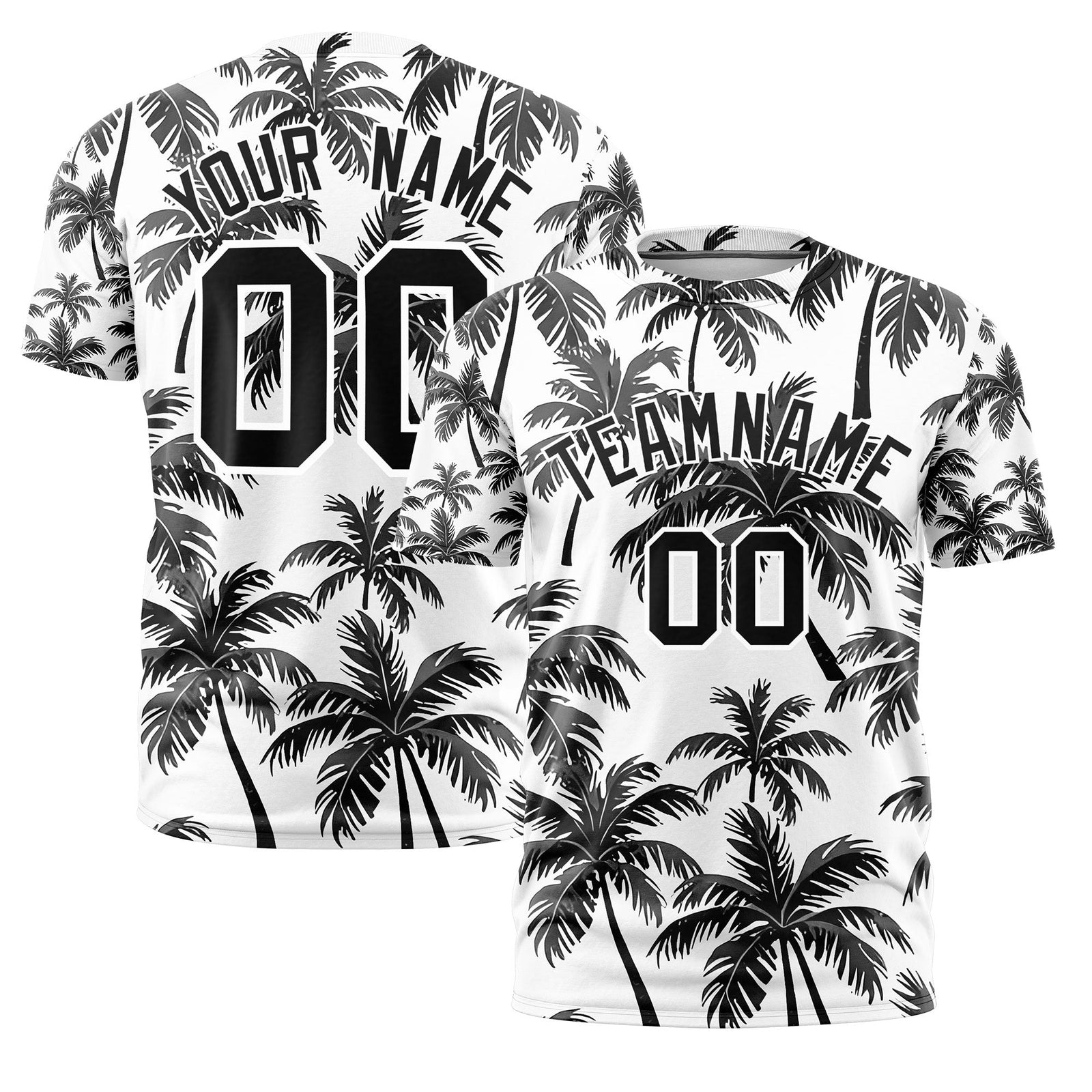 Custom Black White Graffiti Pattern Hawaiian Style T-shirt| KXKSHOP