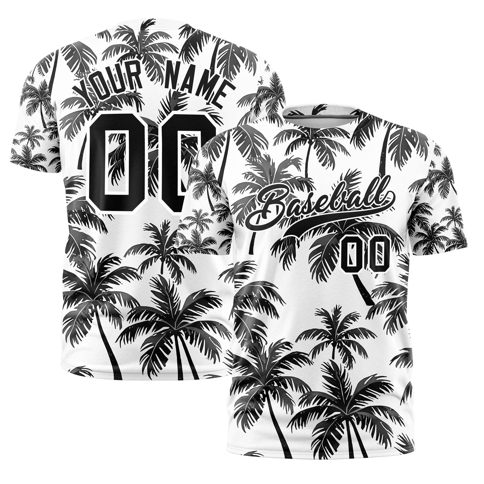Custom Black White Graffiti Pattern Hawaiian Style T-shirt| KXKSHOP