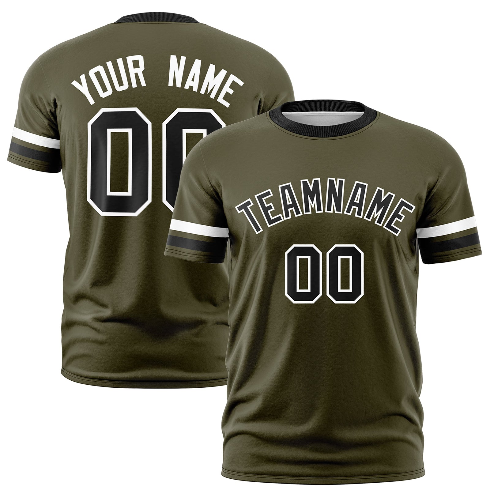 Custom Olive Black Classic Style Stripe Fashion T-shirt| KXKSHOP