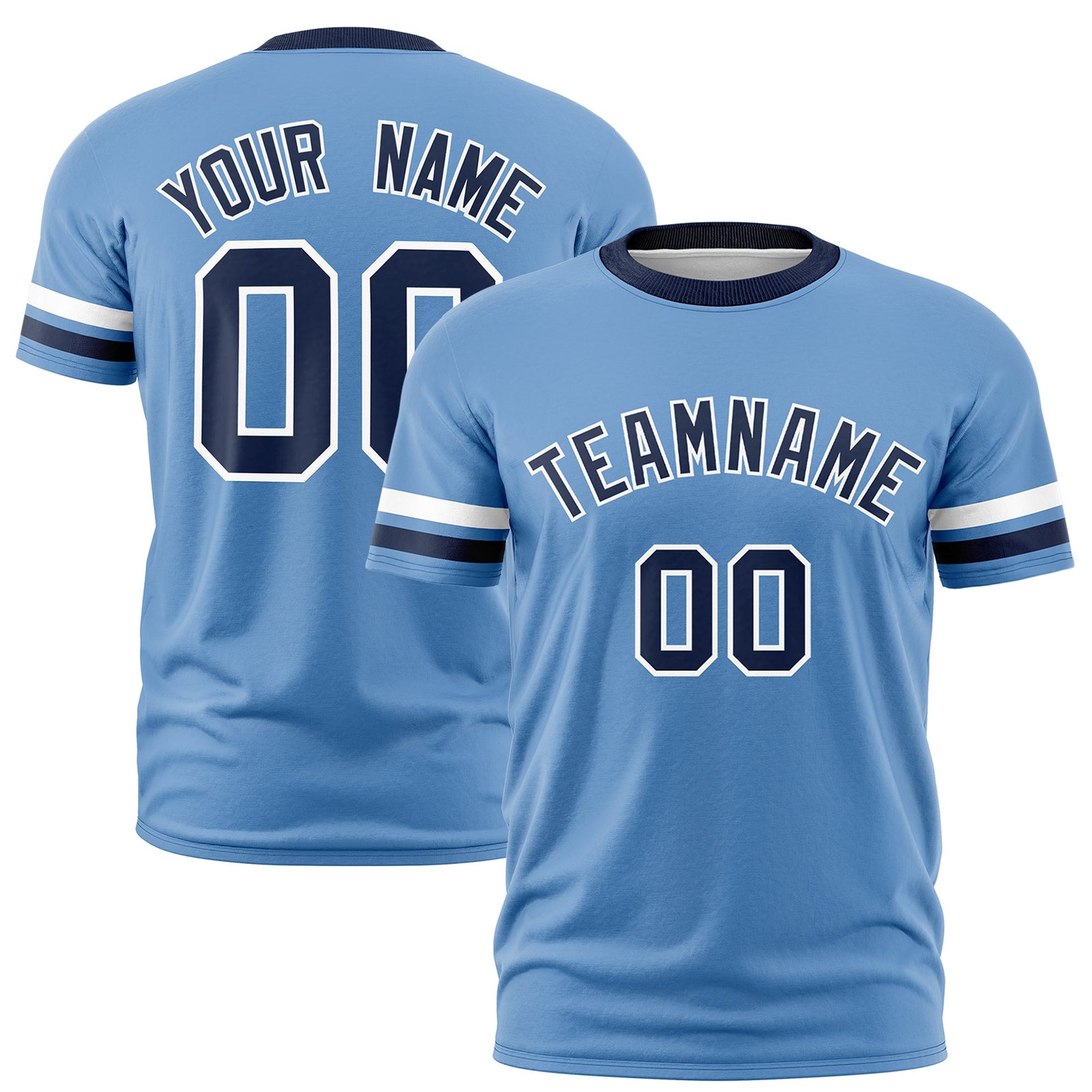 Custom Light Blue Navy Classic Style Stripe Fashion T-shirt| KXKSHOP