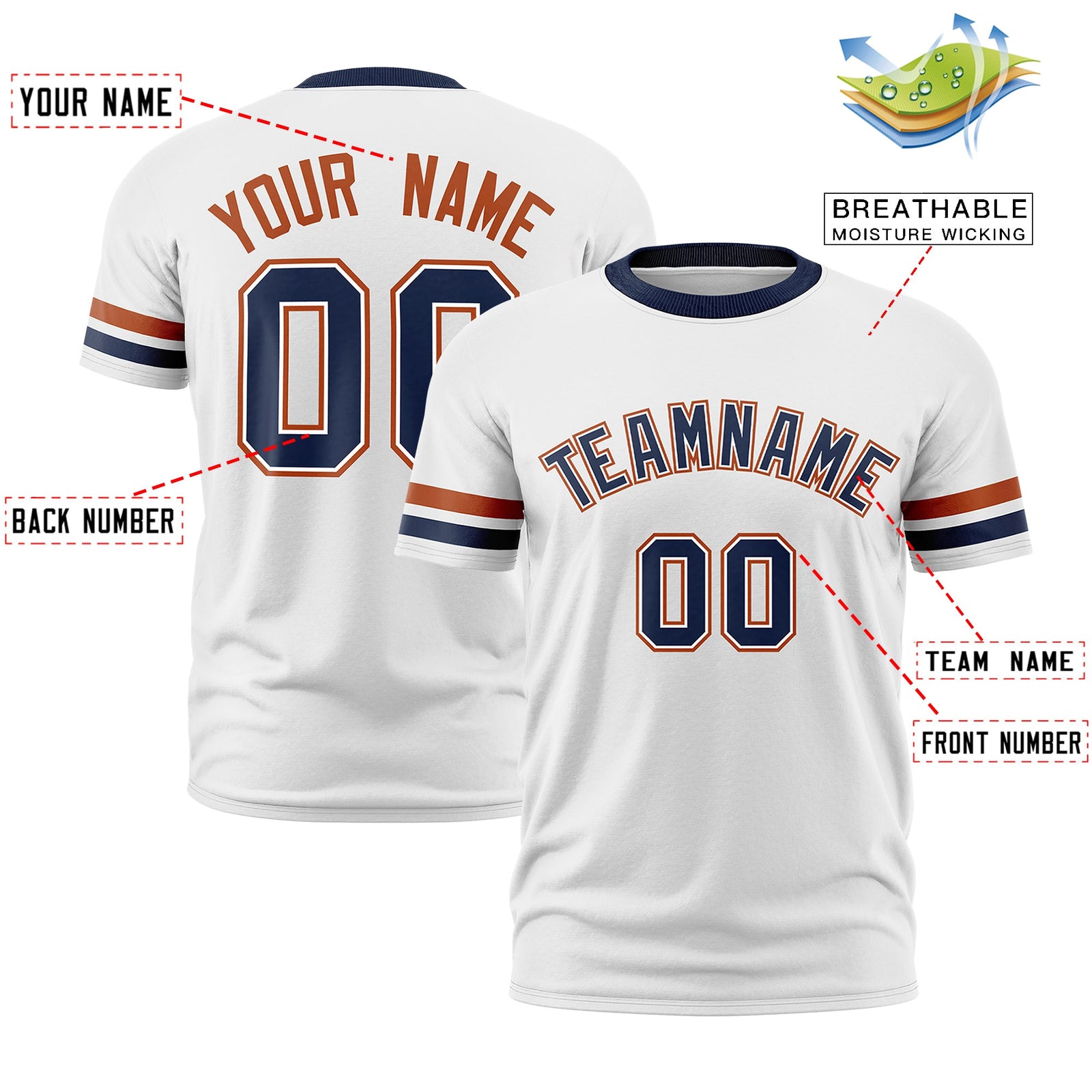 Custom White Navy Classic Style Stripe Fashion T-shirt| KXKSHOP