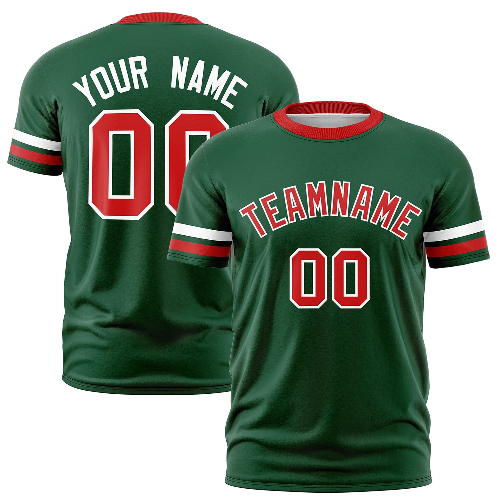 Custom Green Red Classic Style Stripe Fashion T-shirt| KXKSHOP