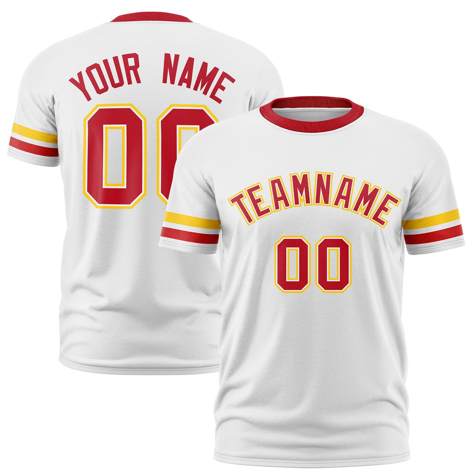 Custom White Red Classic Style Stripe Fashion T-shirt| KXKSHOP