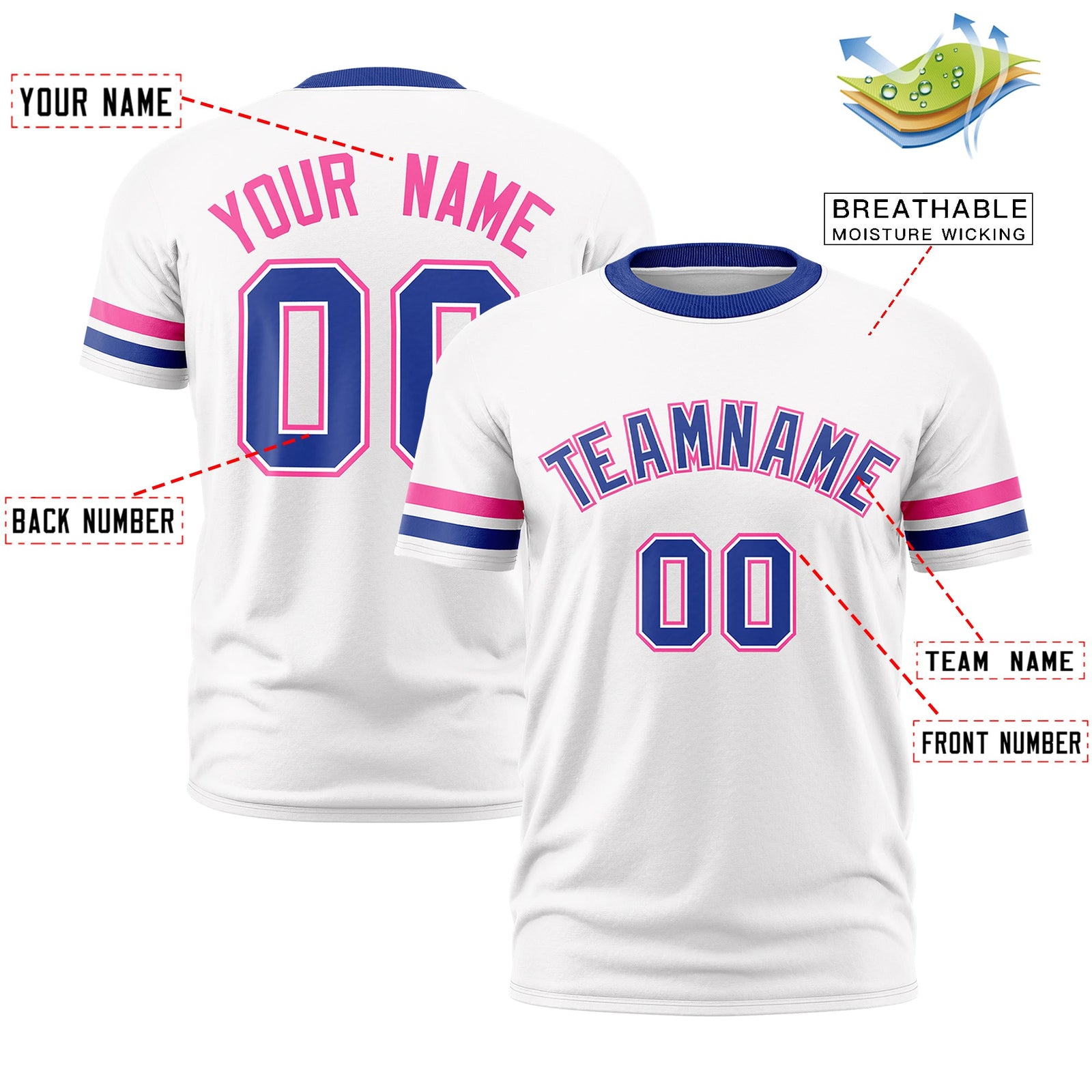 Custom White Royal Blue Classic Style Stripe Fashion T-shirt| KXKSHOP